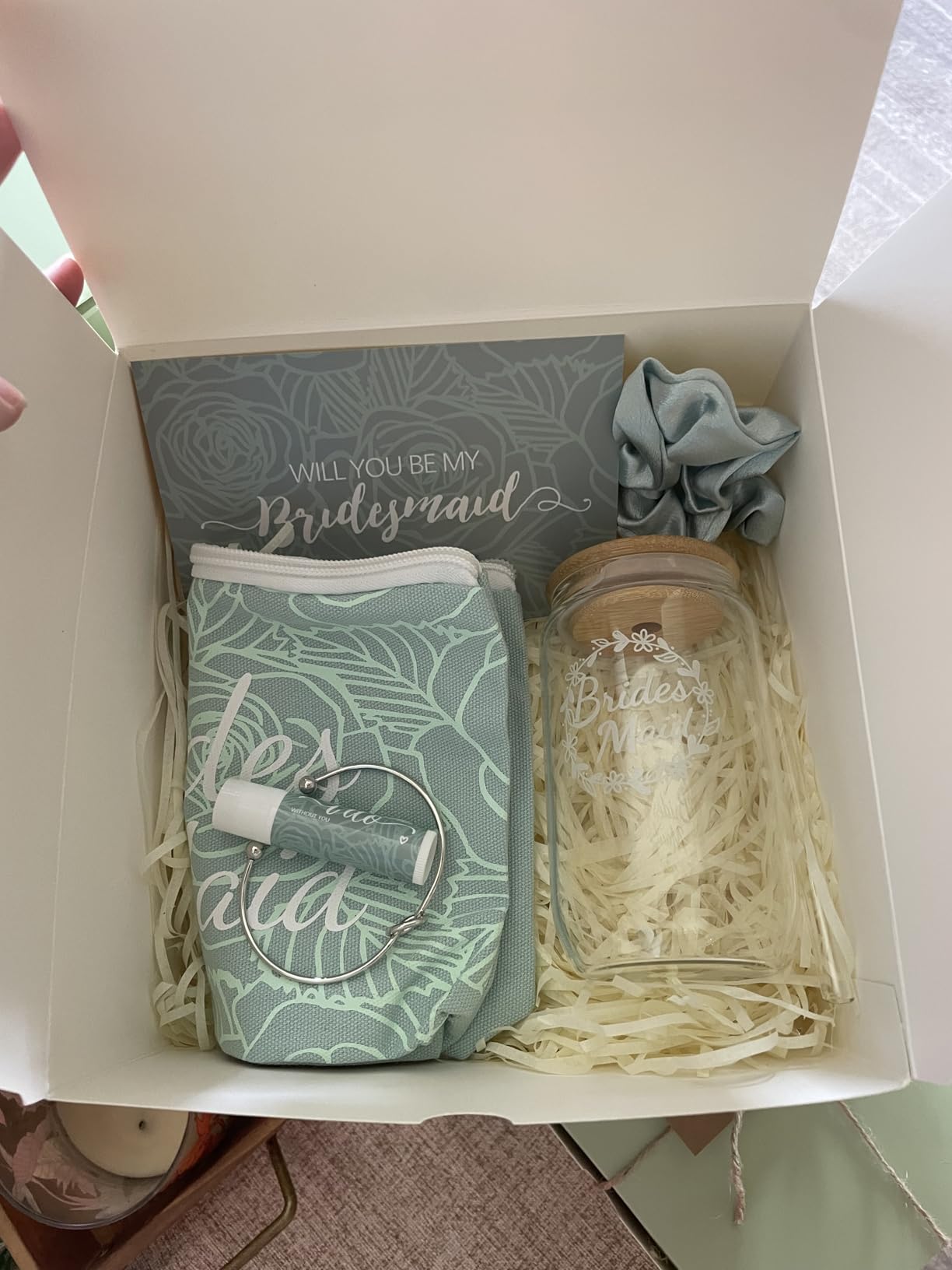 FillTouch 72 Pcs Bridesmaid Proposal Gift for Maid Matron, Beige Color | Will You Be My Bridesmaid, Proposal Kit Gift Box Glass Cup Makeup Bag Cards Lip Balm Hair Scrunchie Bracelet Bridal Shower customer photo 1