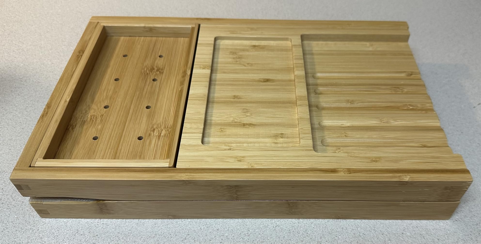 Bamboo Bathtub Tray Caddy, Foldable Bath Tray for Tub | Expandable Bath Table Trays, Bathtub & Bathroom Accessories for New Home/Mothers Day/Birthday Gifts for Couples, Natural customer photo 1