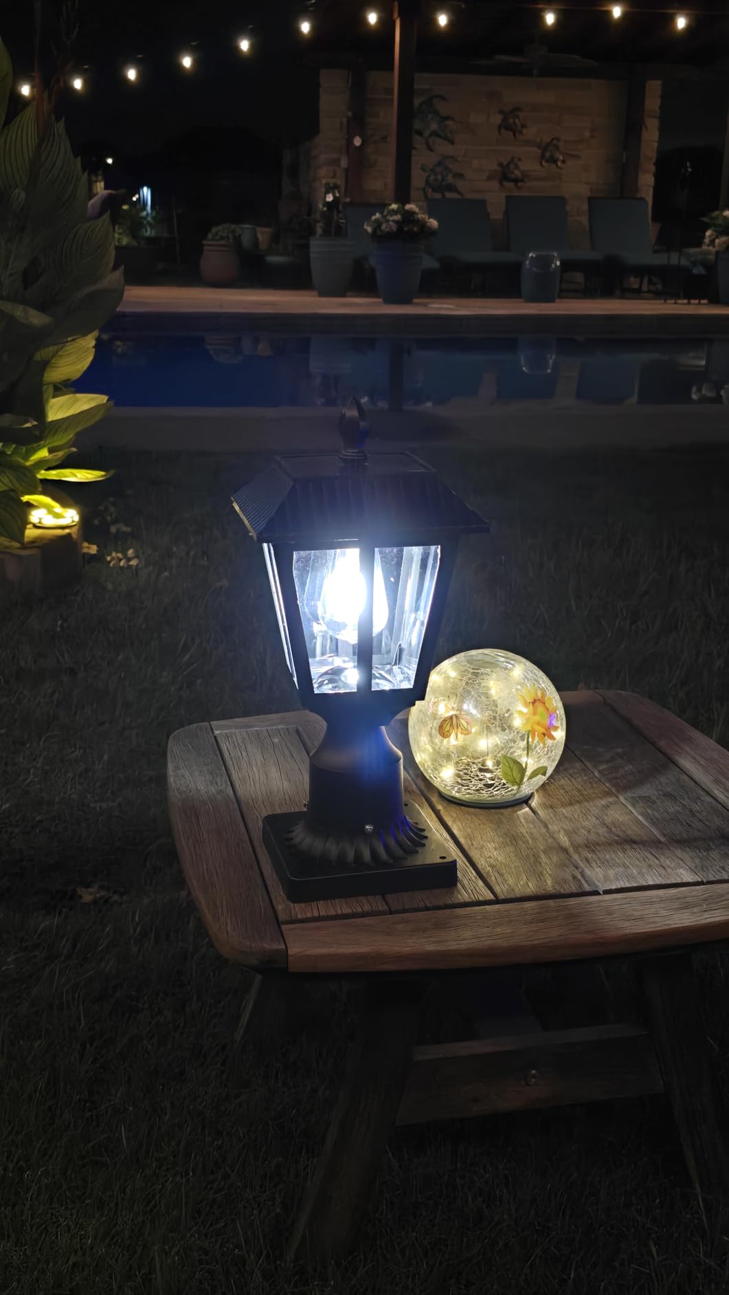 Greluna Solar Post Lamp Lights, 2 Pack 6000K Dusk to Dawn Solar Light with Pier Mount Base, Post Lights Outdoor Waterproof for Garden Yard Landscape Pole Pillar, Outside Decorative Lamp customer photo 2