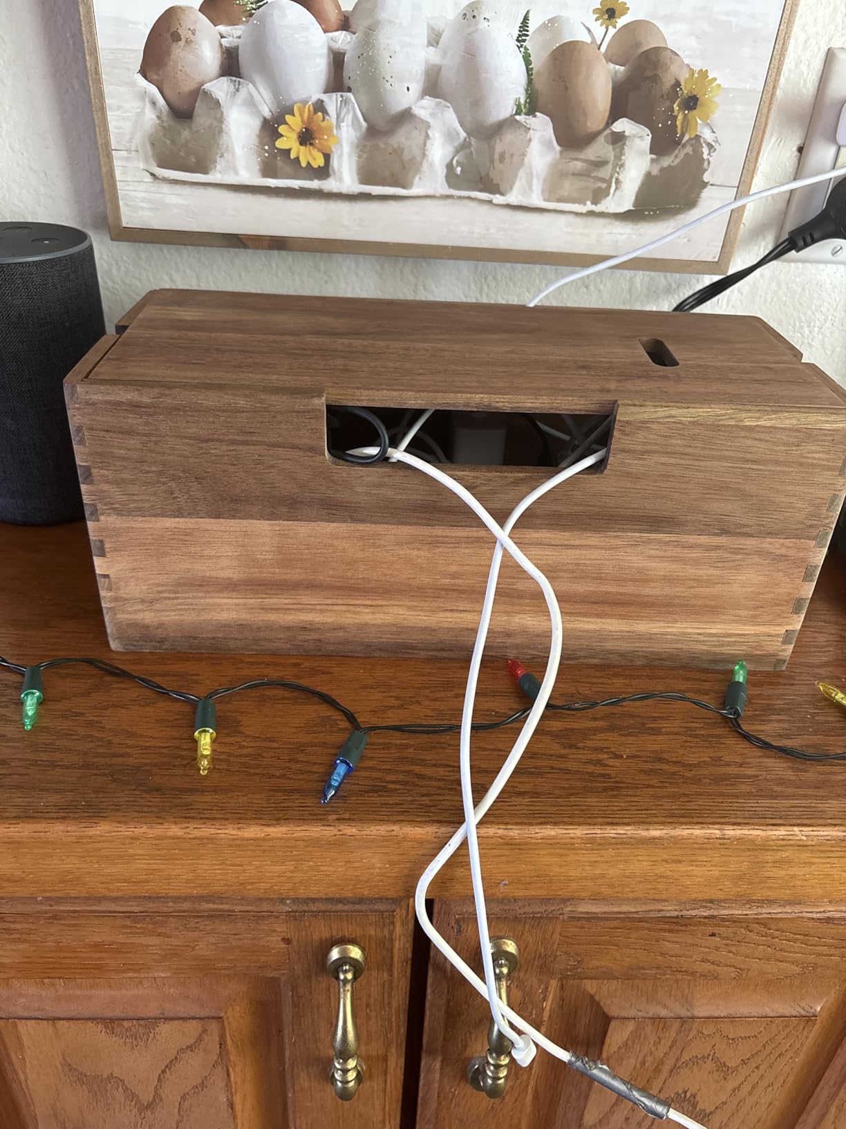 LiTY Acacia Wood Cable Management Box, Wooden Cord Hider & Organizer for Power Strip, Electrical Hiding, TV Wires, Desk & Floor Cables - Office Under Desk Cable Storage Box for Wire customer photo 1