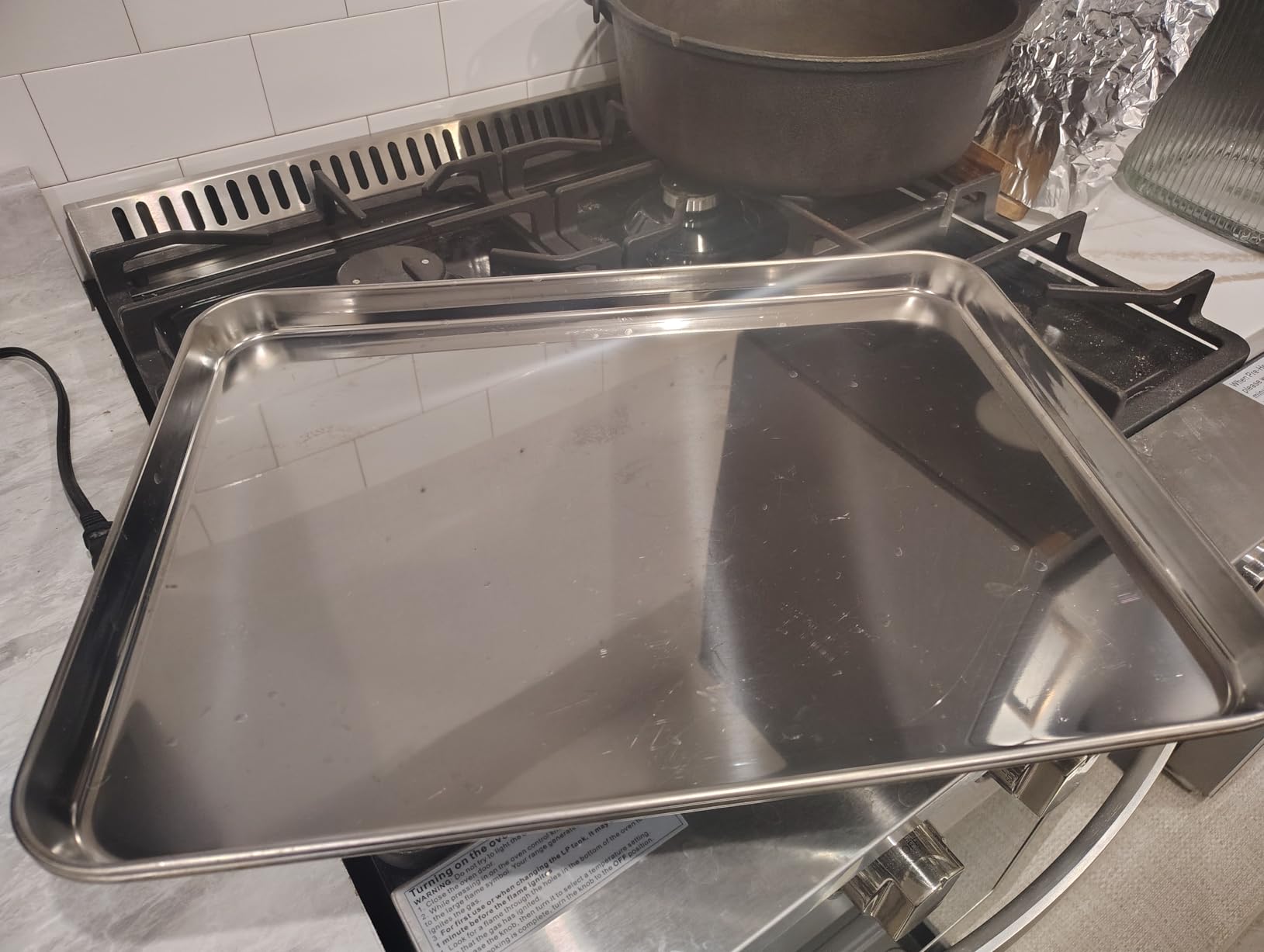 Commercial Quality Baking Sheet Pan Set, Natural Stainless Steel Cookie Sheet, Warp Resistant Nonstick Baker's Half Sheet Pan, Large Thick Cookie Tray Pans for Baking, Roasting(2 Pack, 20X14Inch) customer photo 1
