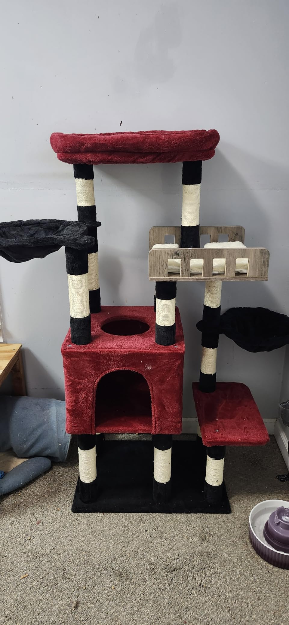 Gitelsnour Maine Coon Cat Tree, Heavy Duty Cat Tree for Indoor Cats Large Adult, Cat Tower for Large Cats 20 lbs+ with Hammock, 2 Big Perches, 2 Cat Condos, 15 Scratching Posts, Light Gray GCT033W customer photo 1