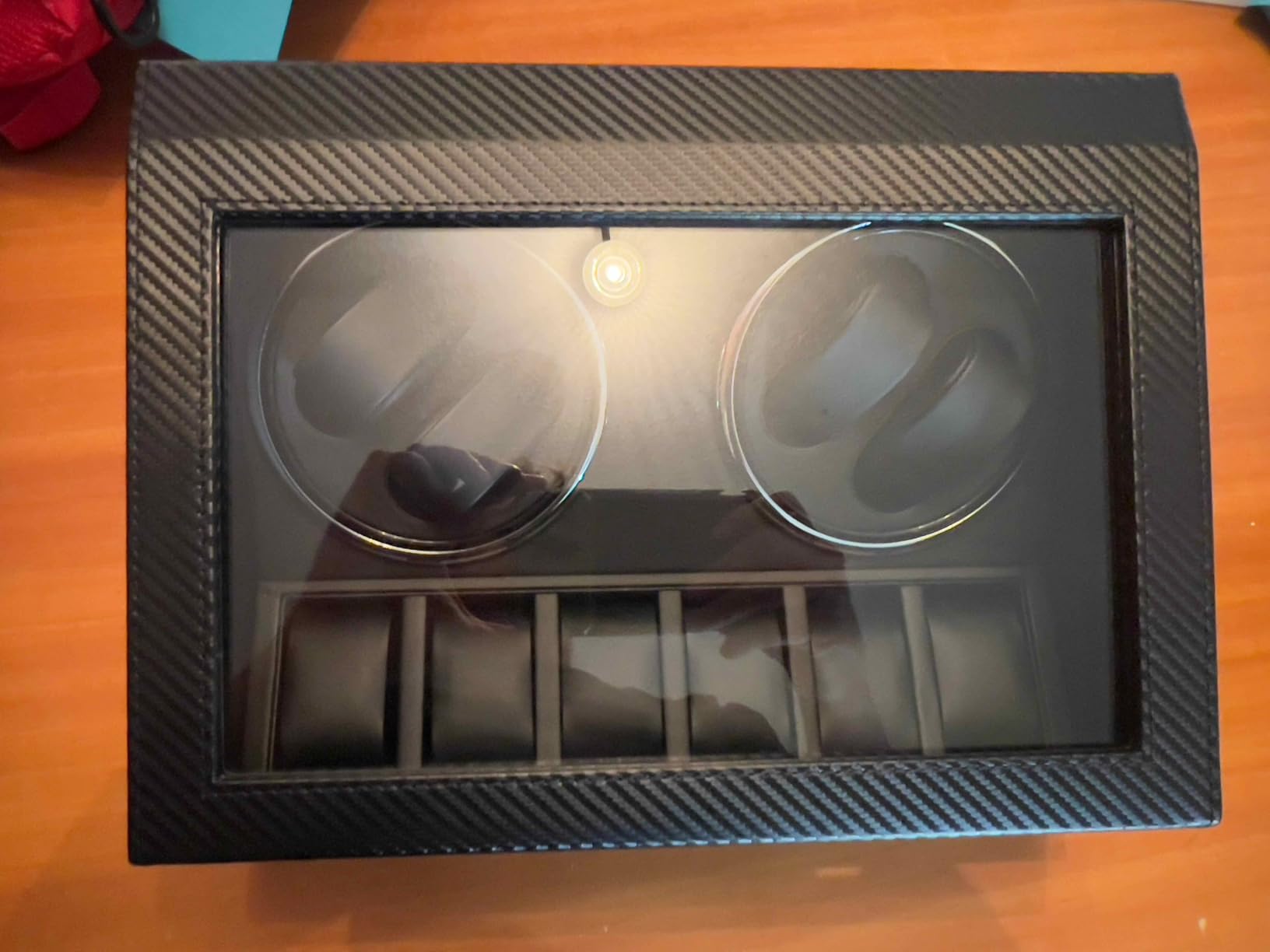 ANWBROAD Watch Winders for Automatic Watches, 4 Watch Winder | Automatic Watch Winder with 4 Watches Rotator and 6 Extra Storages, Japanese Quiet Motor, Carbon Fiber Watch Winders customer photo 2
