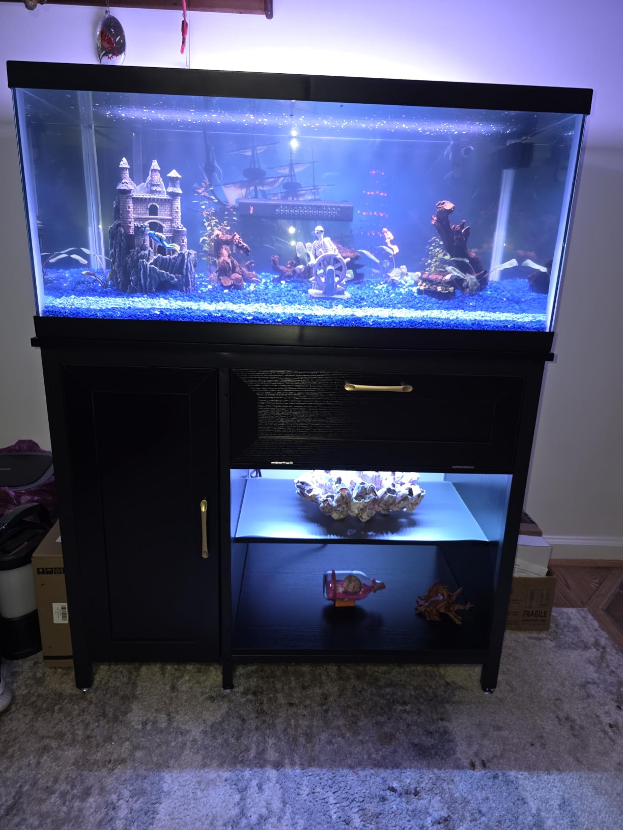 Bestier 40-50 Gallon Aquarium Stand with Power Outlet & LED Light, Black | 5-In-1 Outlet, Max Load 726Lbs, 22 Modes & 7 Colors Light, Heavy-Duty Metal Legs, Storage Cabinet & Drawer, Adjustable Shelf customer photo 2