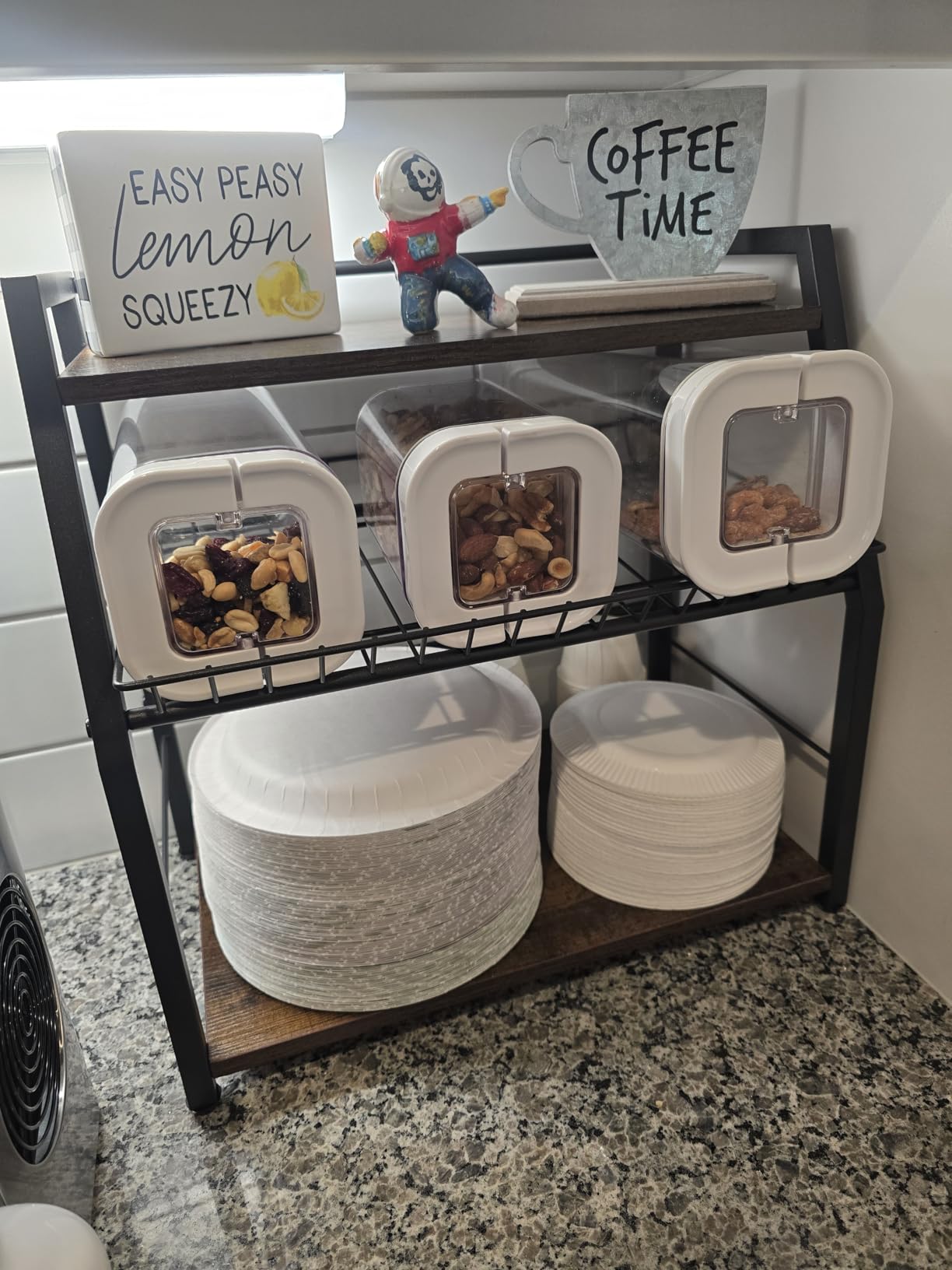 Kitchen Countertop Organizer, 3 Tiers Snack Organizer Wooden Candy Display Stand Coffee Station Organizer, Counter Storage for Soda Cans Condiment Tea, for Pantry Office customer photo 2