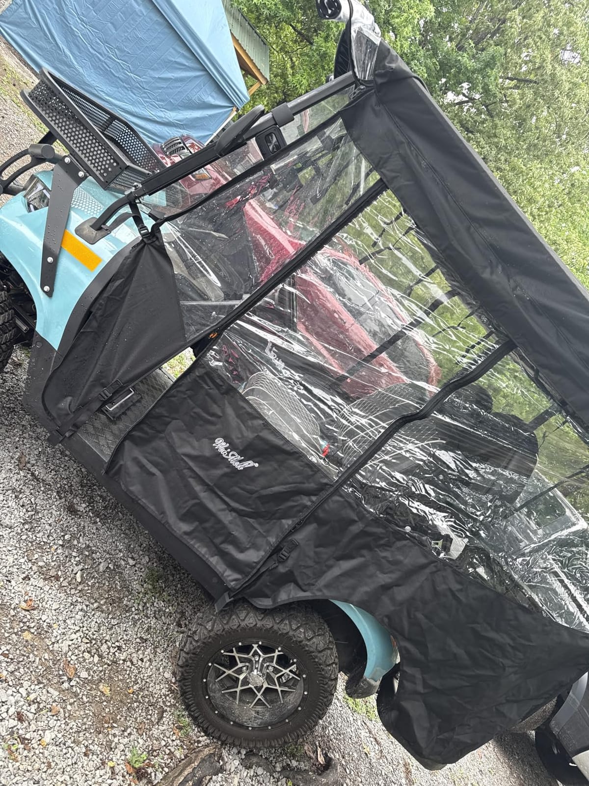 Golf Cart Enclosure 2 Passenger Rain Cover for EZGO TXT & RXV | 600D Waterproof Windproof Driving Enclosure, 4-Sided Clear Windows Roll-up Doors, All-weather Protection, Easy to Install customer photo 1