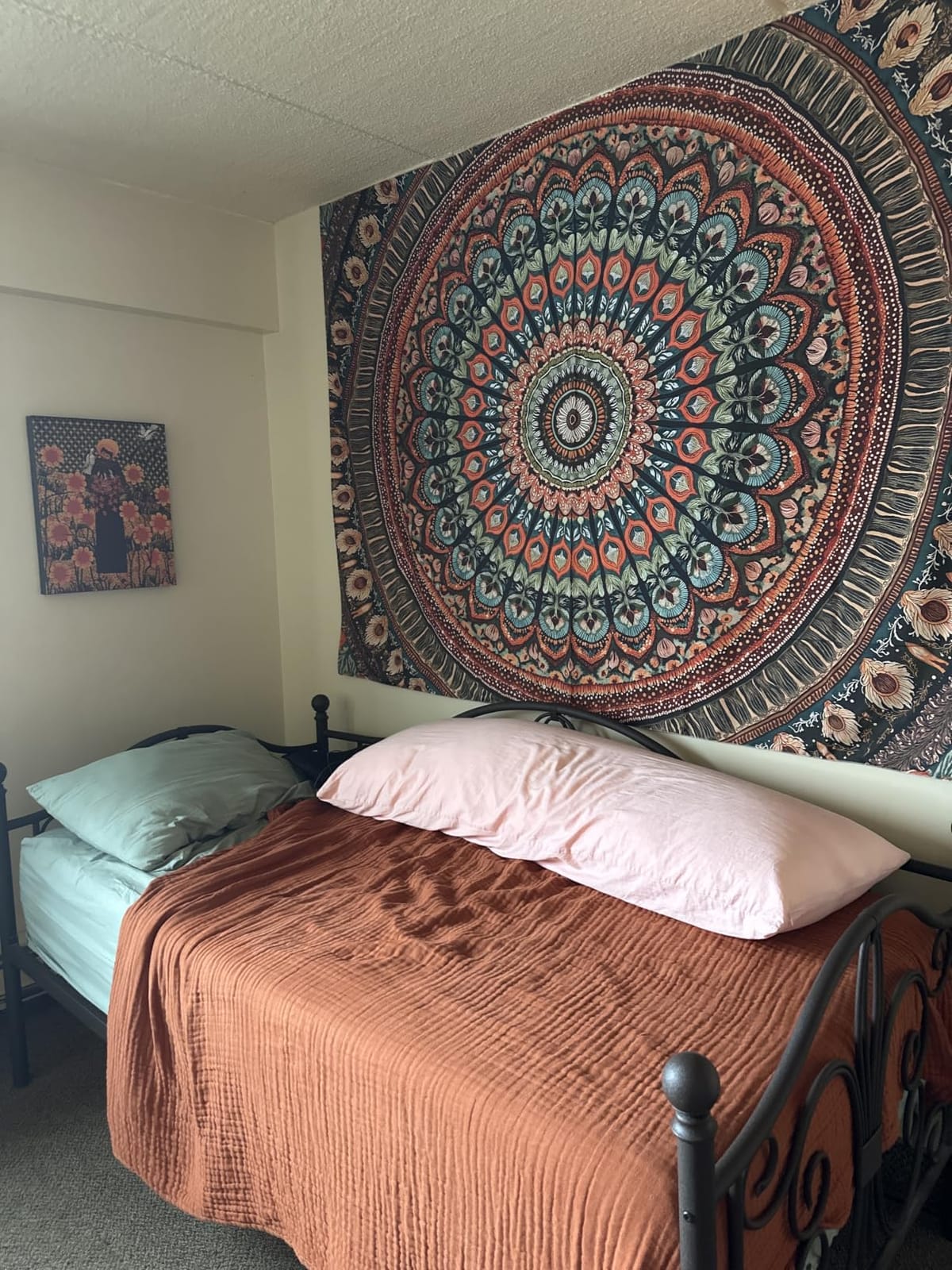 Accnicc Boho Mandala Tapestry Wall Hanging Hippie Bohemian Floral Medallion Indian Tapestry Aesthetic Large Vintage Brown Yellow Meditation Tapestries for Bedroom Living Room Dorm Decor 80 x 60 Inch customer photo 2