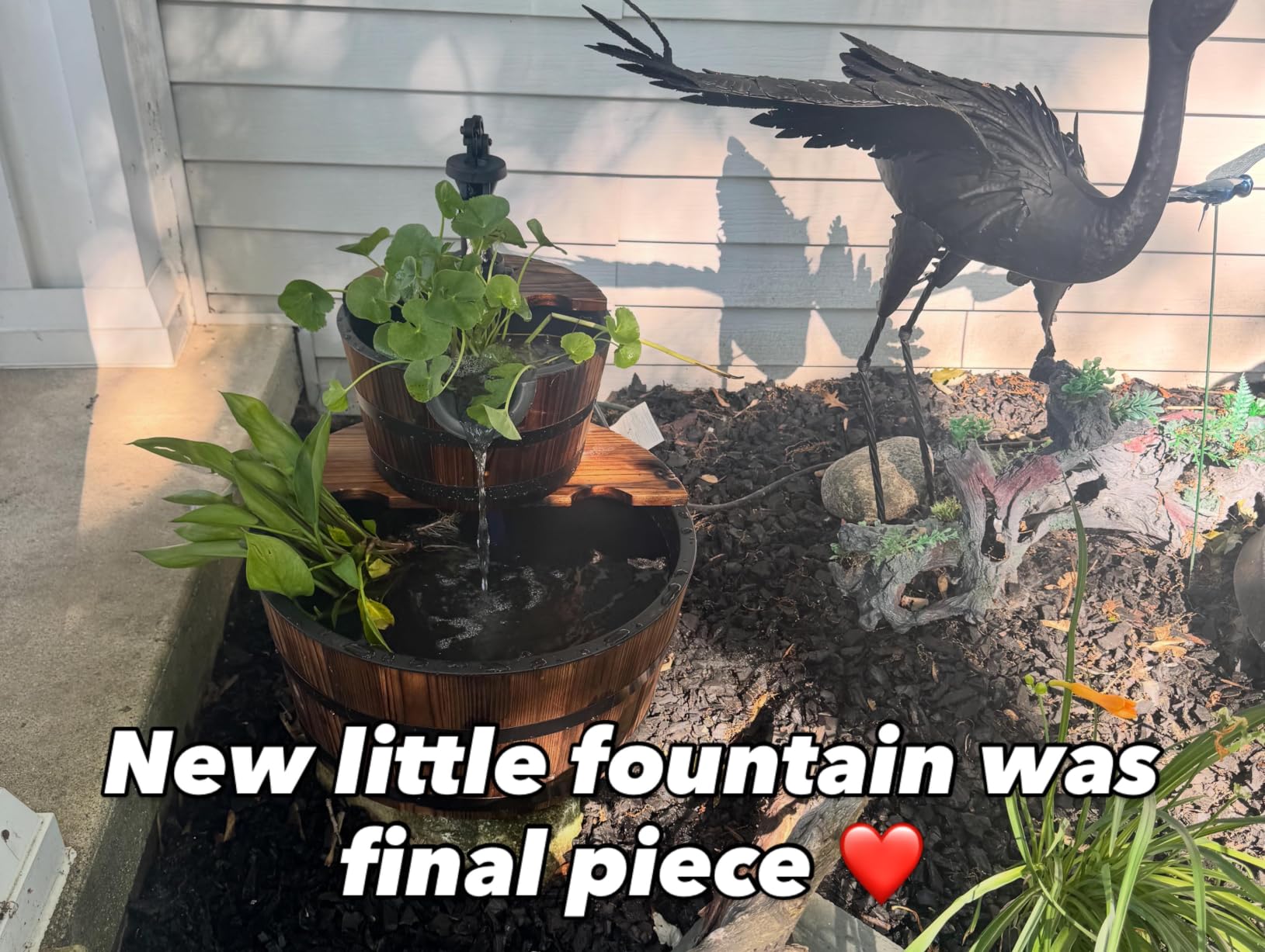 Aoxun 3-Tier Outdoor Water Fountain | Wood Barrel Cascading with Electric Decorative Hand Pump, Rustic Waterfall Fountain for Garden, Backyard, Patio, Porch, Yard customer photo 1