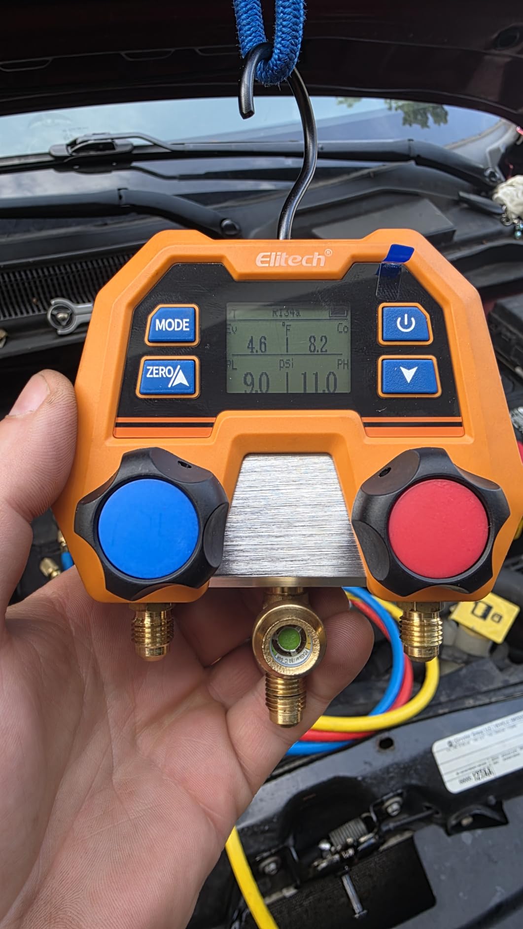 Elitech Digital Refrigerant Manifold Gauge for HVAC, R410A R454B, DMG-2SE | 88 Refrigerants, ±1% FS Accuracy, P/T Calculation, Evap & Cond Temp, Rugged Housing, 1/4