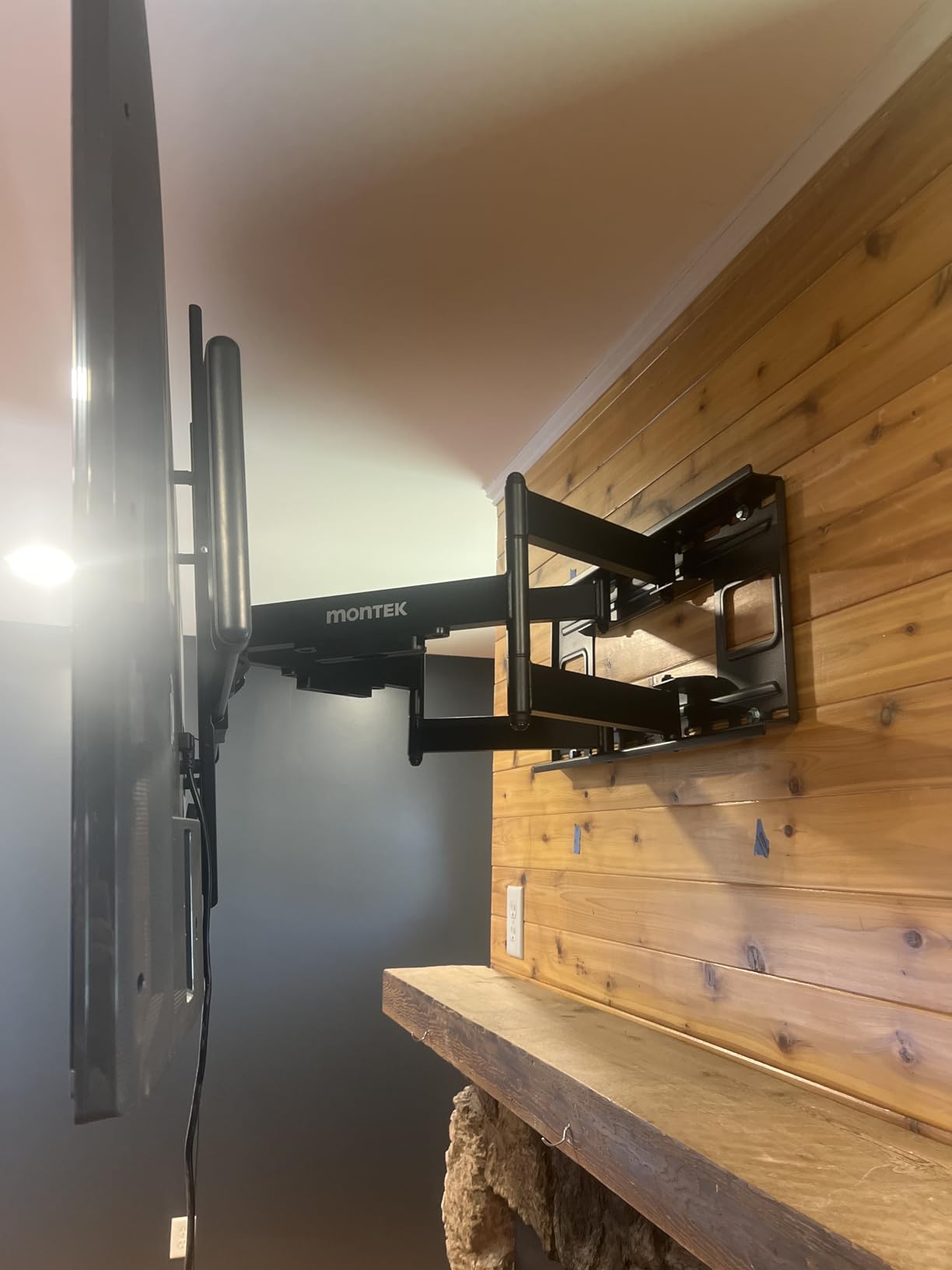 monTEK Heavy Duty Full Motion TV Wall Mount for 60-120 Inch Extra Large TVs | Holds 265 lb, 4X load tested; 27.7 in extension, +/-60° swivel and tilt; max VESA 900x600, fits 12-24 in wood studs customer photo 1
