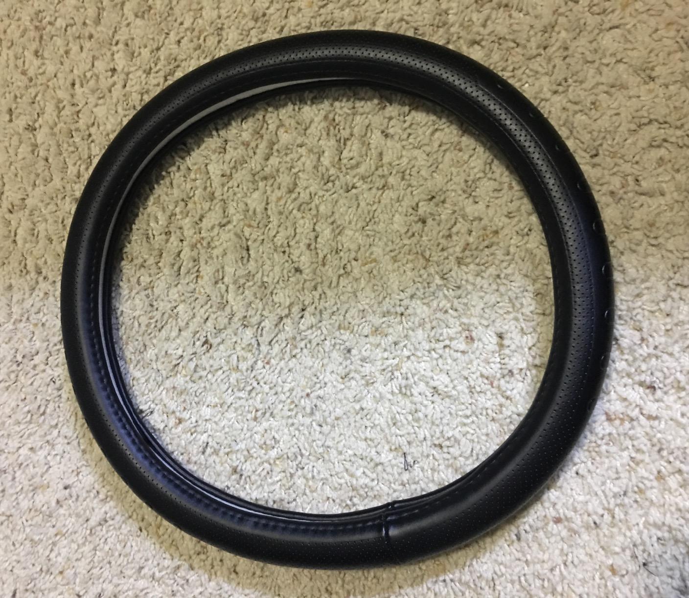 FMS 15 Inch Genuine Leather Car Steering Wheel Cover Universal Automotive Interior Accessories - Black, Durable, Breathable, Anti Slip, Odorless customer photo 2