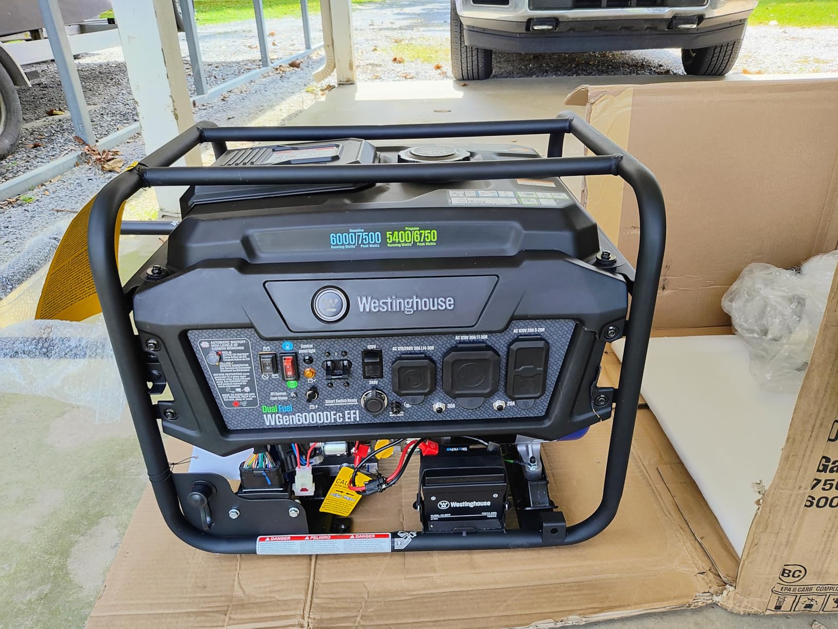 Westinghouse 7500 Peak Watt EFI Dual Fuel Home Backup Portable Generator, Remote Electric Start, Transfer Switch Ready, Gas and Propane Powered, CO Sensor, CARB Compliant customer photo 1
