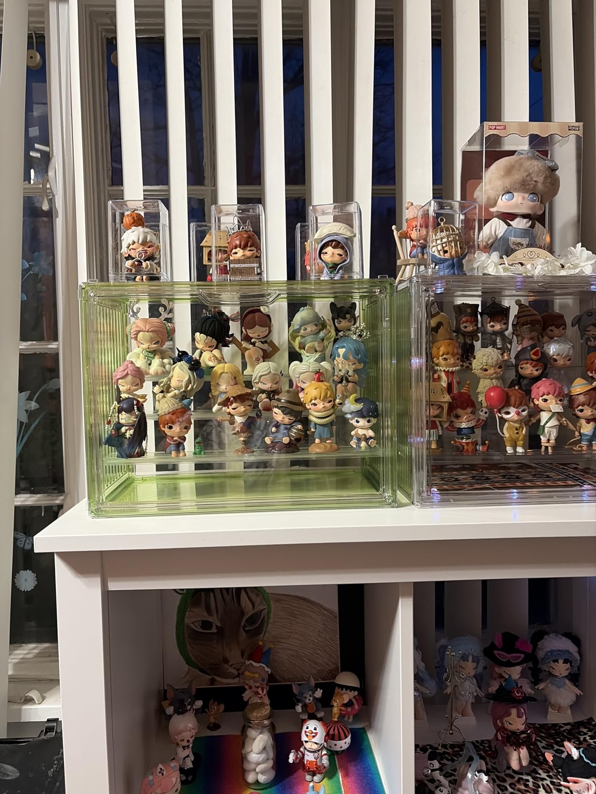 Clear Acrylic Display Case for Collectibles 4 Layer Hobby Figure Display Case Box with Shelves Stackable Figurine Display Boxes for Funko Pop Mart Labubu Model, 2 Pack customer photo 2