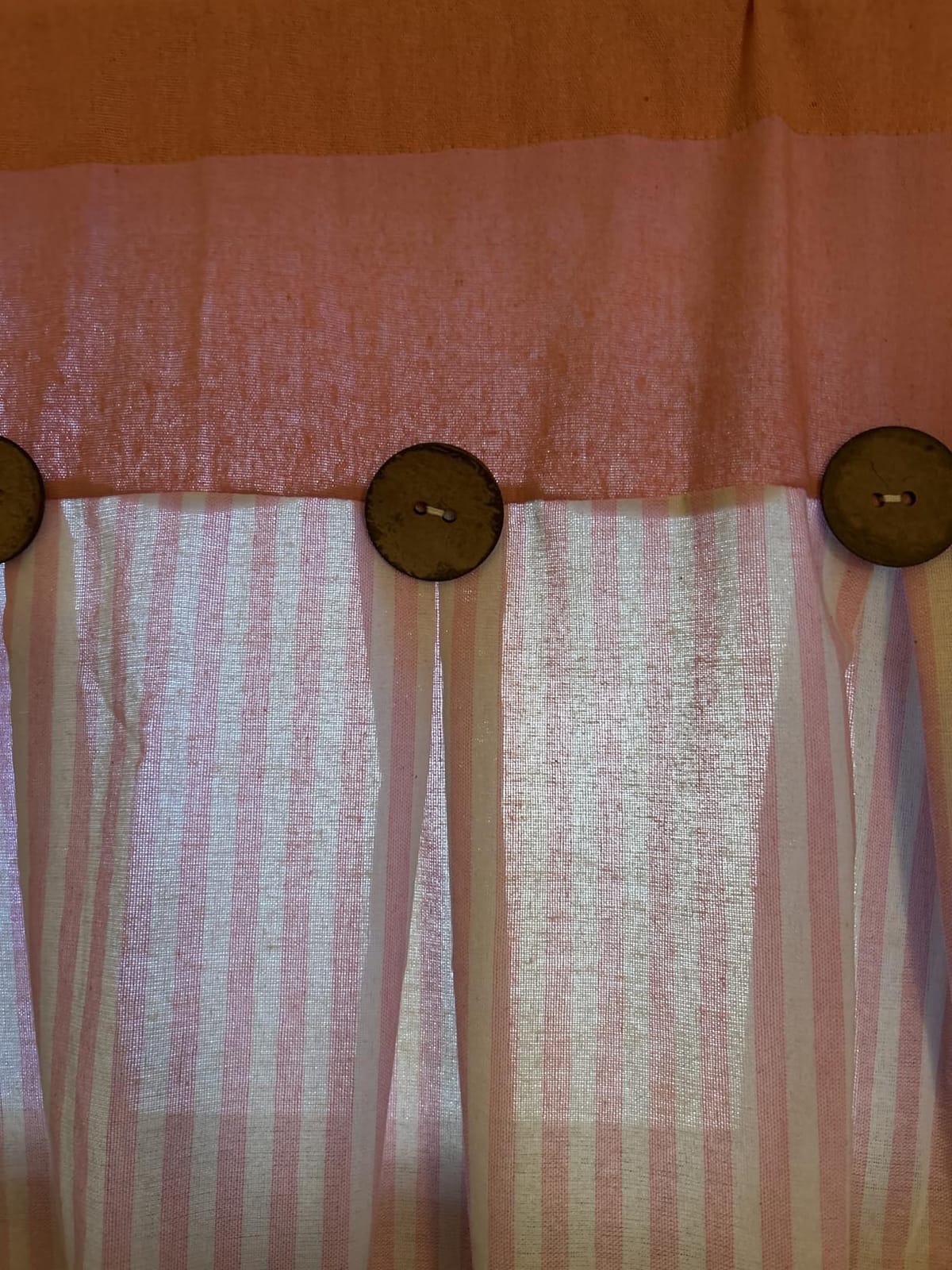 ASPMIZ Cotton Linen Kitchen Valance Curtains, Boho Rustic Button Linen Valances for Windows Farmhouse, Black with Grey Stripe Valance Window Topper Treatment Window Valances for Bathroom, 52 x 18 Inch customer photo 2