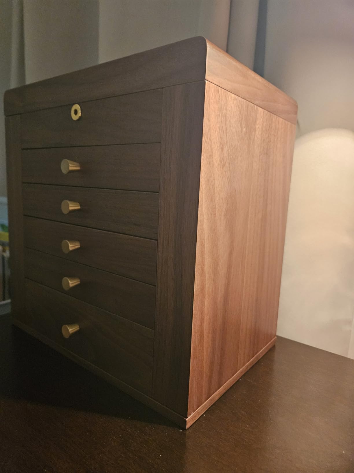 Black Walnut Wooden Jewelry Box for Women, 6 Layer | Locking Large Wood Jewelry Organizer with 2 Side Doors & Mirror, For Watch Necklace Ring Earring, Velvet-Lined, Gift customer photo 1