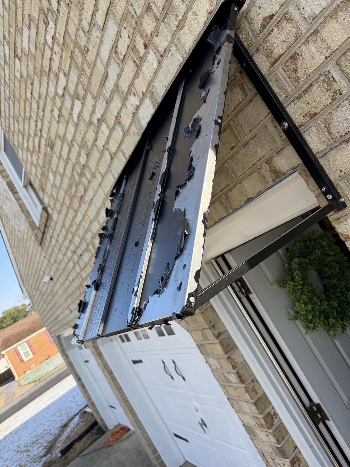 VEVOR Fixed Metal Awning 56 x 24 in, Window Awning Door Canopy, Stable Triangle Steel Frame Awnings for Doors Exterior Rain, and Snow Sunlight Protection for Door Entrance, Windows, Porches, Balconies customer photo 1