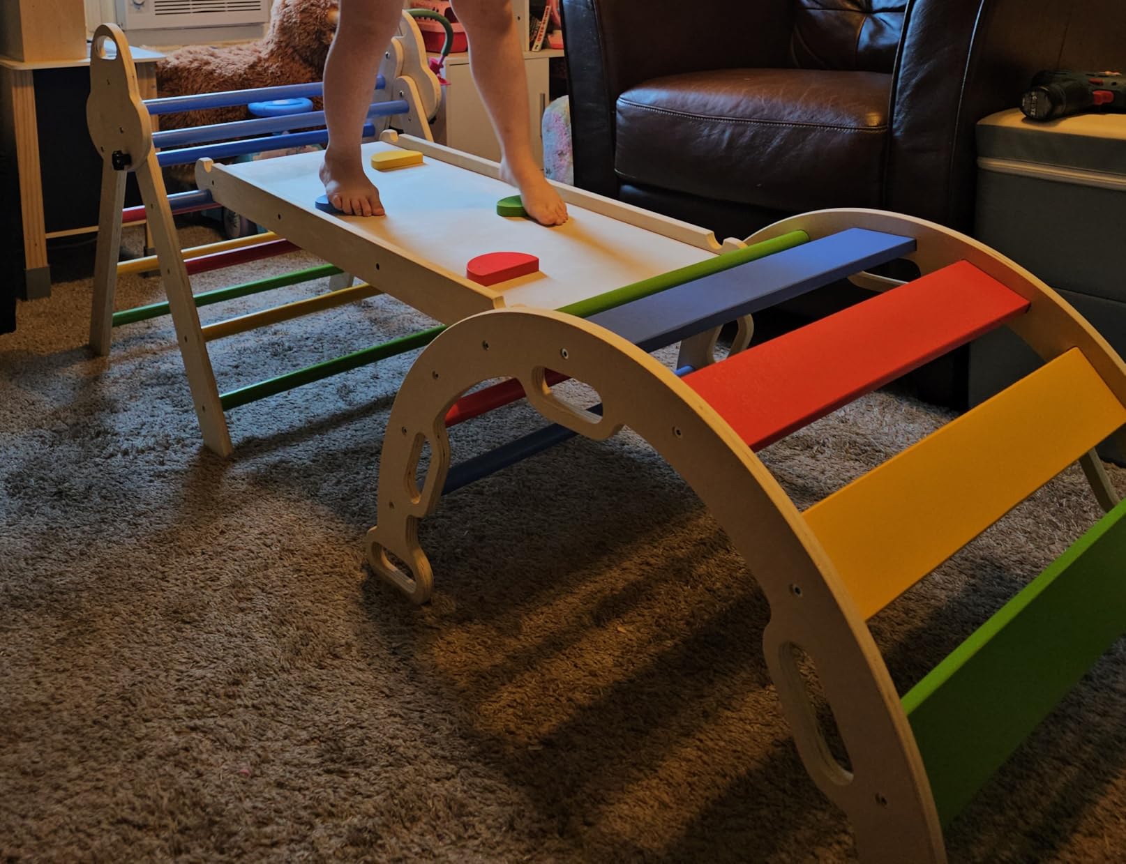doowroodni Pikler Triangle Set 7in1 Toddler Climbing Toys Indoor Foldable Baby Climbing Toys Wooden Montessori Climbing Set with Arch, Ramp, Ladder for 1-3 Years, Jungle Gym for Kids customer photo 1