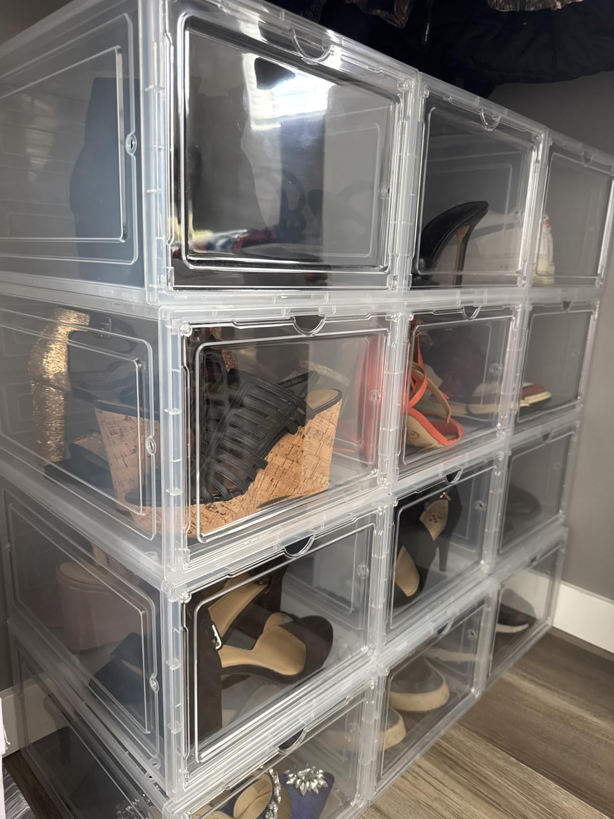 Pinkpum Upgraded Hard Shoe Storage Box 12 Pack XL Clear, Magnetic Door, Fit Size 12 customer photo 1