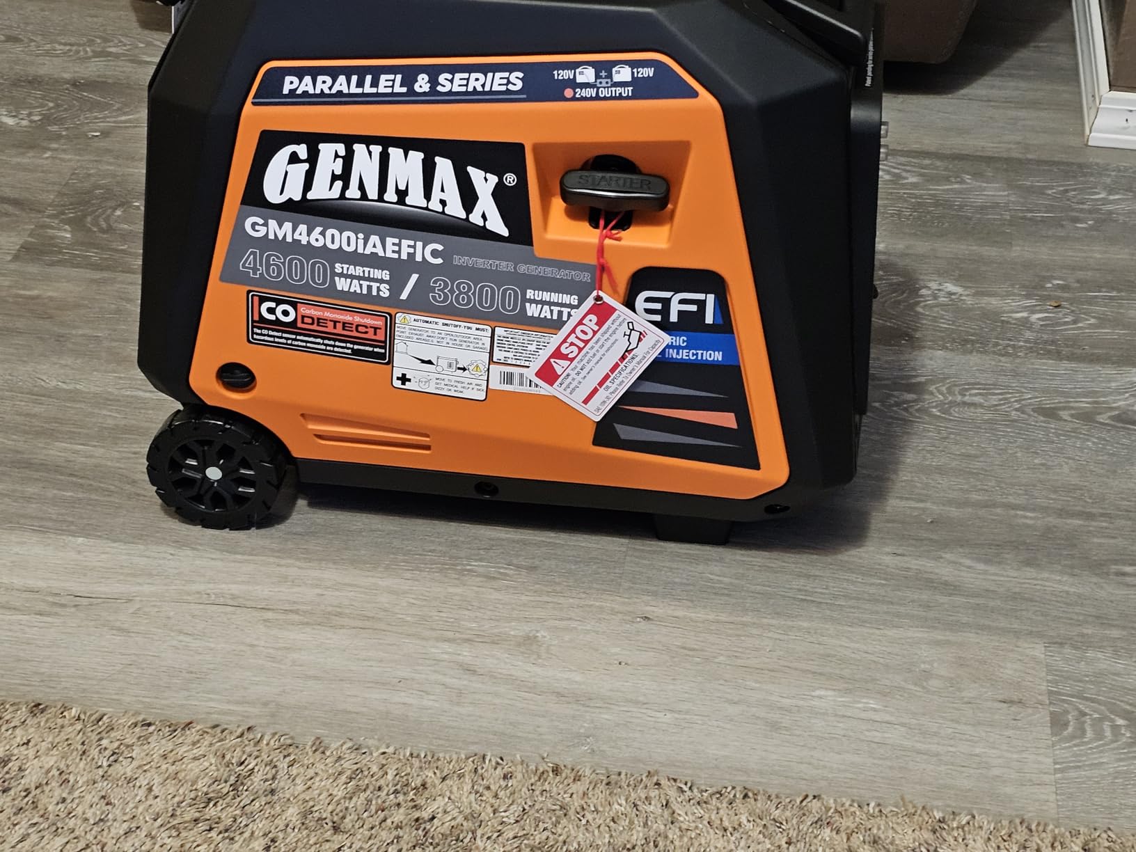 GENMAX Portable Generator, 7250W Super Quiet Dual Fuel Portable Engine with Parallel Capability, Remote/Electric Start, Ideal for Home backup power. EPA & CARB Compliant (GM7250iEDC) customer photo 1