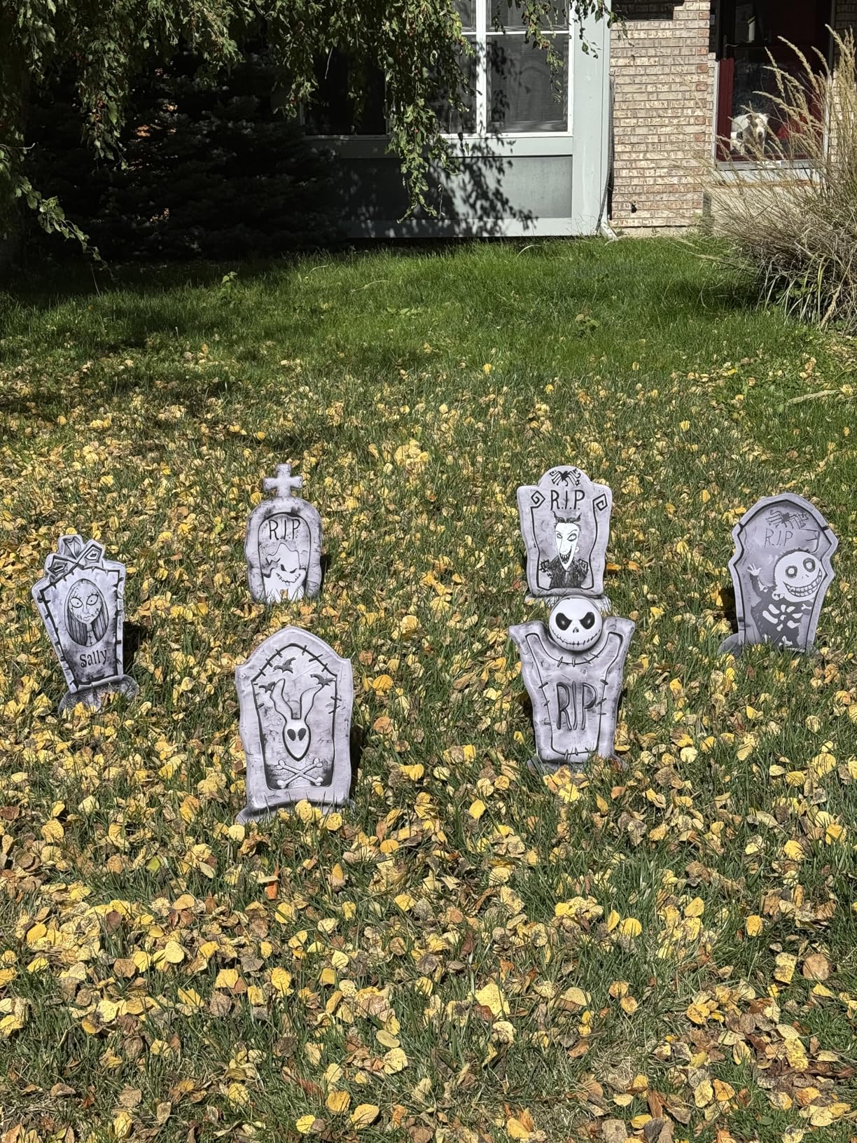 17Inch Halloween Yard Signs Tombstones Decorations Outdoor Graveyard | Nightmare Before Holiday Christmas Inspired, Spooky Halloween Gravestones with Stakes Outdoor Decoration Displays for Party customer photo 1