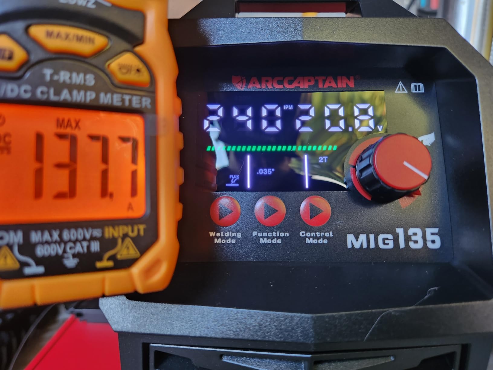 ARCCAPTAIN 135A Flux Core MIG Welder 110V 3-in-1 Gasless MIG Stick Lift TIG | Clear Dispaly, Beginner Friendly, Synergy Control, 2T 4T, Wire Feed Welder, Portable for Home Repair, DIY, Metalworking Tool customer photo 2