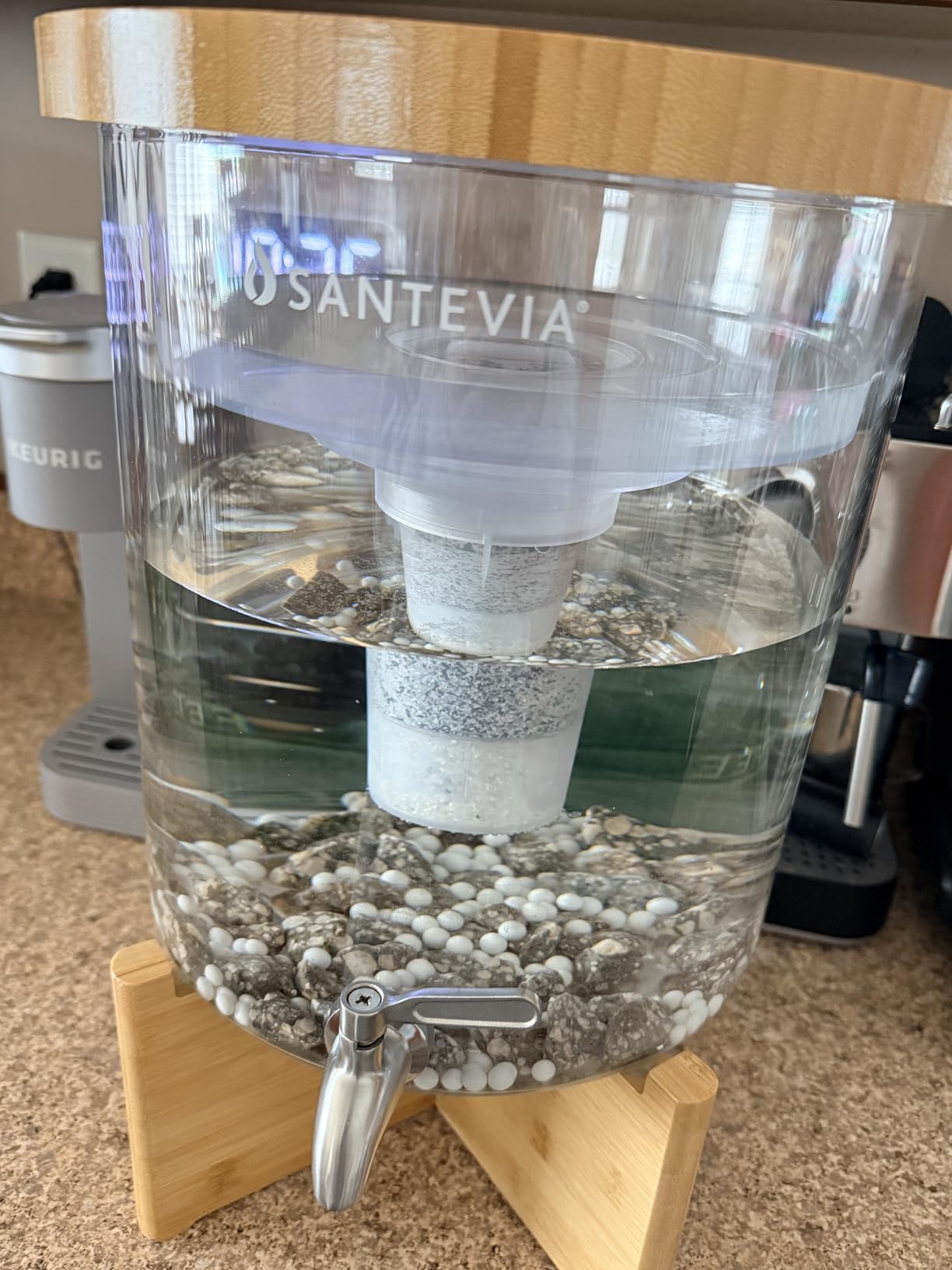 Santevia Glass Water Filtration System - Countertop Filter for Fluoride & Chlorine Removal | Adds Minerals, Balances pH | Home Water Purifier | Fluoride Filter | Alkaline customer photo 1