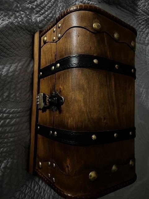 Wooden Vintage Luggage Trunks Set of 2, Decorative Antique Suitcase Storage Boxes with Hinged Lids, Old Fashioned Treasure Chest Organizer for Home, Tabletop & Rustic Decor, Black customer photo 1