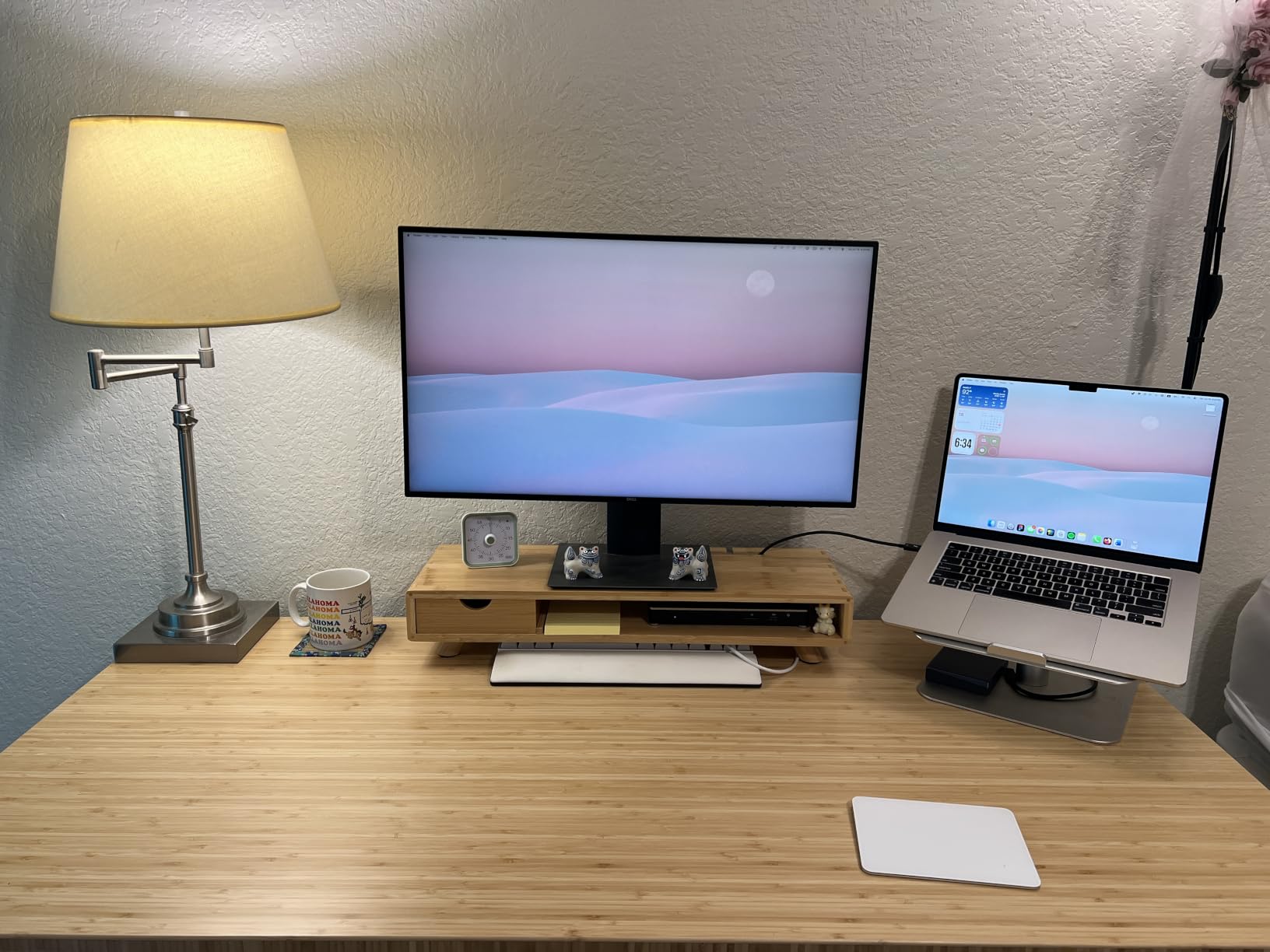 Bamboo Monitor Stand Riser with Drawer | Ergonomic Computer Riser for Desk with Cable Management & Storage Organizer, Wood Monitor Stand for Home Office customer photo 1