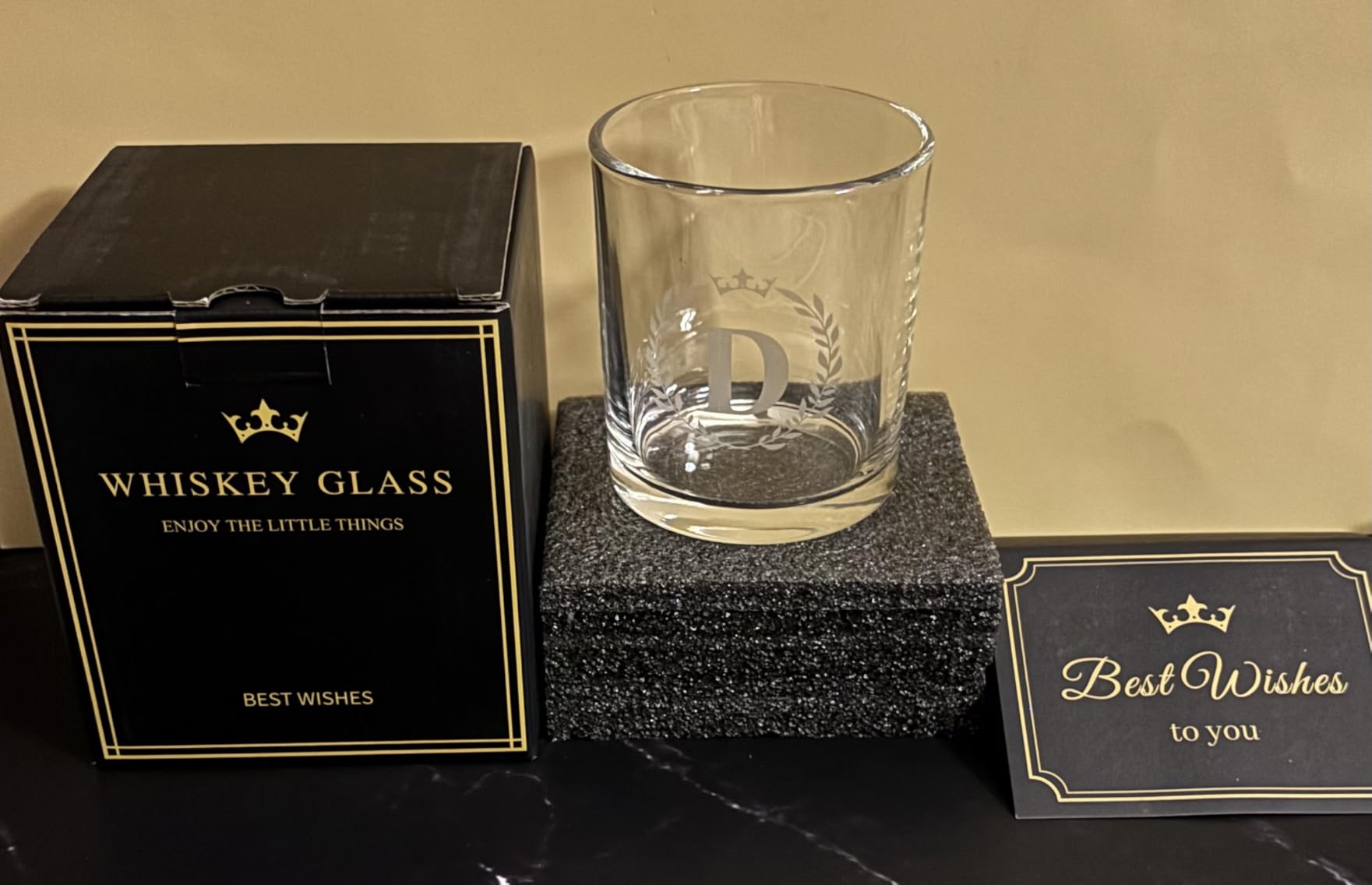 Fathers Day Gift for Dad Husband Grandpa, Personalized Whiskey Glasses Gifts for Men, Custom Engraved A-Z Bourbon Rocks Glass, Unique Birthday Gifts for Men Him from Daughter Son Wife, 10.6 oz (J) customer photo 2