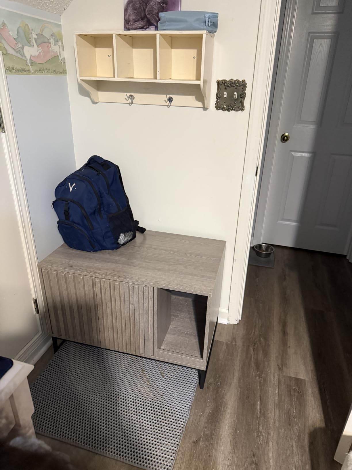 Halitaa Cat Litter Box Enclosure, Modern Hidden Litter Box Furniture with Scratch Pad, Indoor Cat Washroom House End Table, Entryway Bench for Livingroom (Walnut) customer photo 2