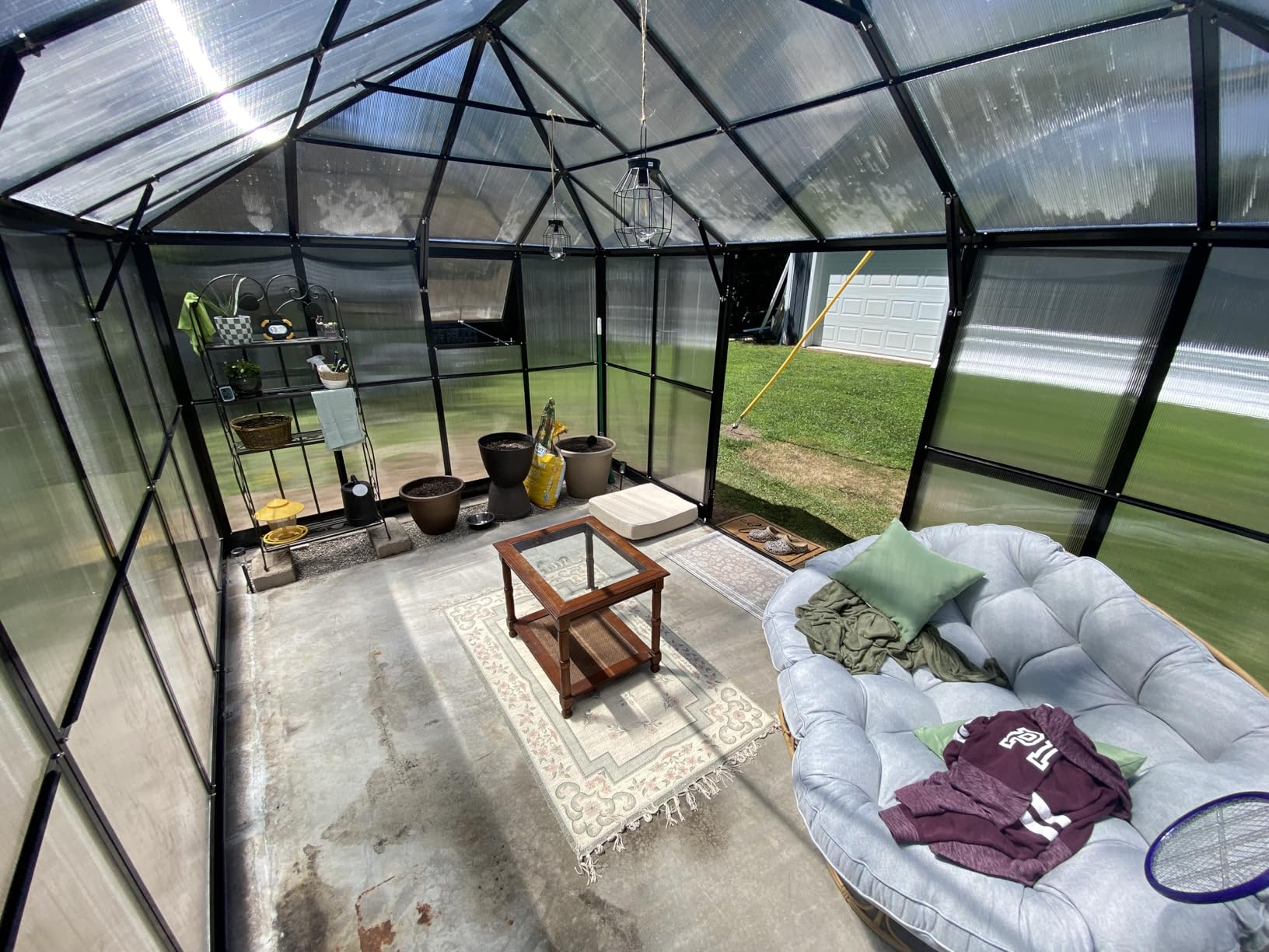 HOWE 16x12x9.5 FT Polycarbonate Greenhouse for Outdoors, Pavilion Style | Aluminum Greenhouse with 4 Vents & Lockable Double Doors, 6 FT Wall Height, Walk-in Sunroom, Ideal for Garden & Patio Use customer photo 1