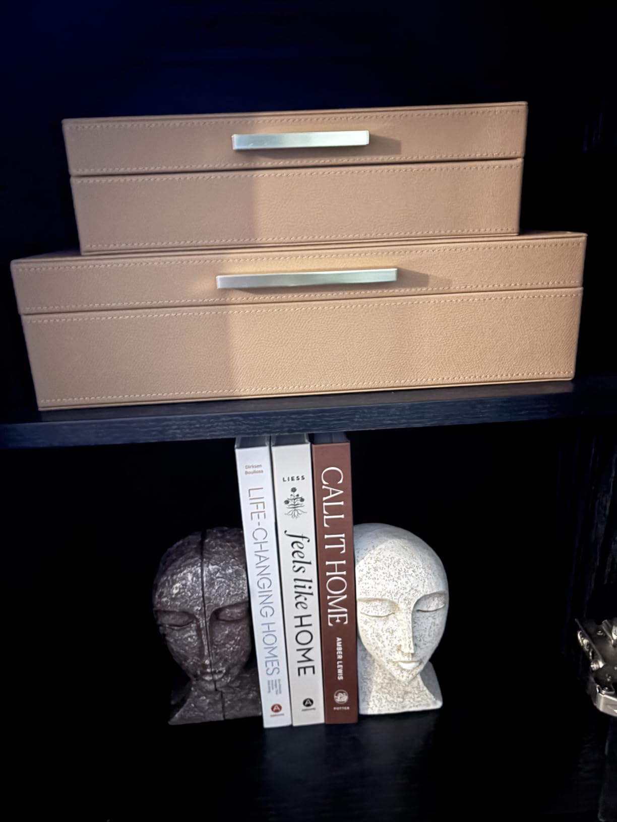 Heavy Duty Bookends for Heavy Books, Book Ends for Shelves, Unique Decorative Book Ends, Aesthetic Bookshelf Decor, Modern Home Decor Sculptural Book Holder/Book Stoppers, The Tranquil Faces customer photo 1