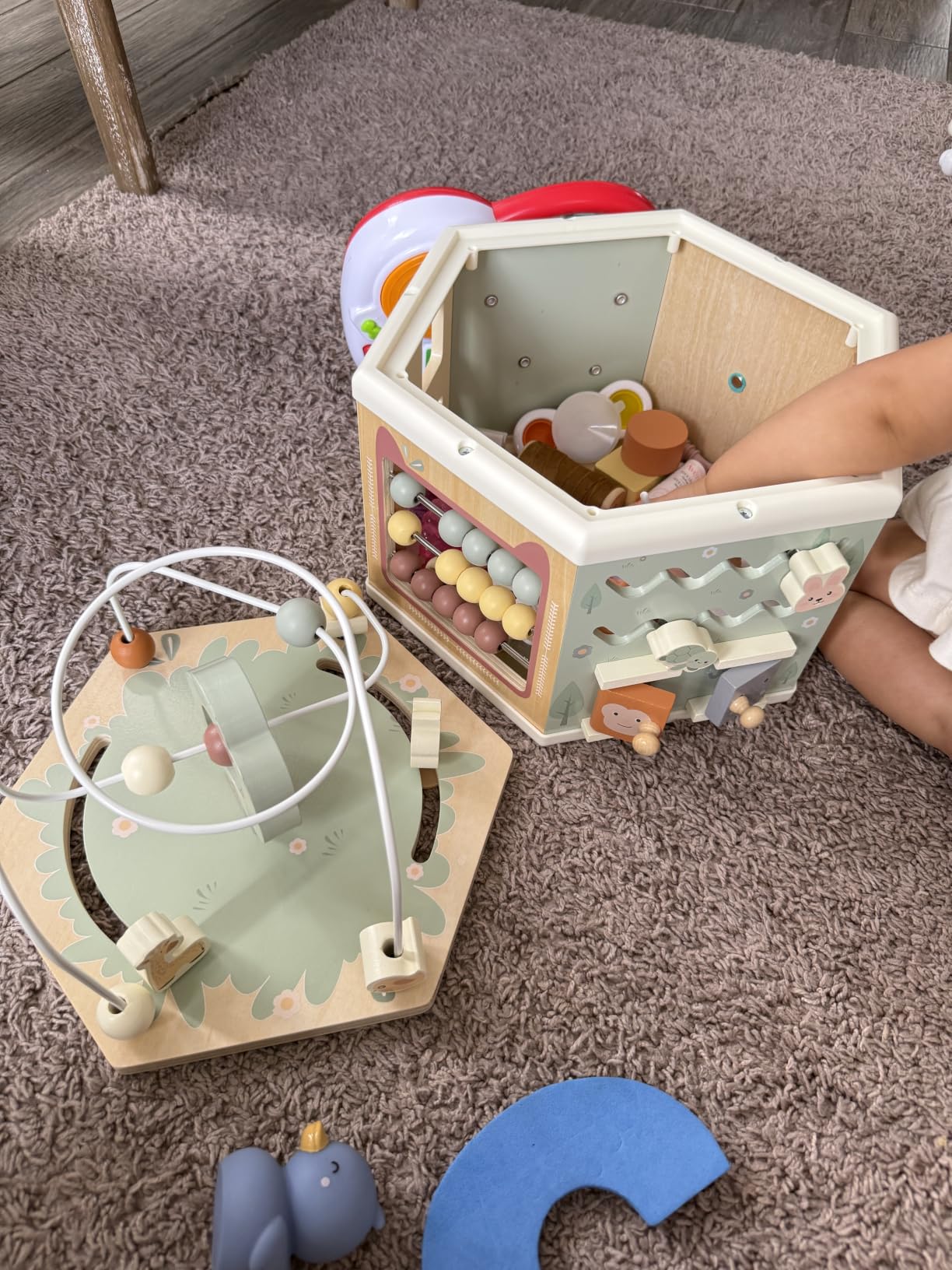 Wooden Activity Cube - 11-in-1 Montessori Toys for 1+ Year Old Boys & Girls | Activity Center for Baby, Toddlers and Kids, Educational Toys for 12+ Months, Ideal 1st Birthday Gift Toys(Animal Theme) customer photo 1