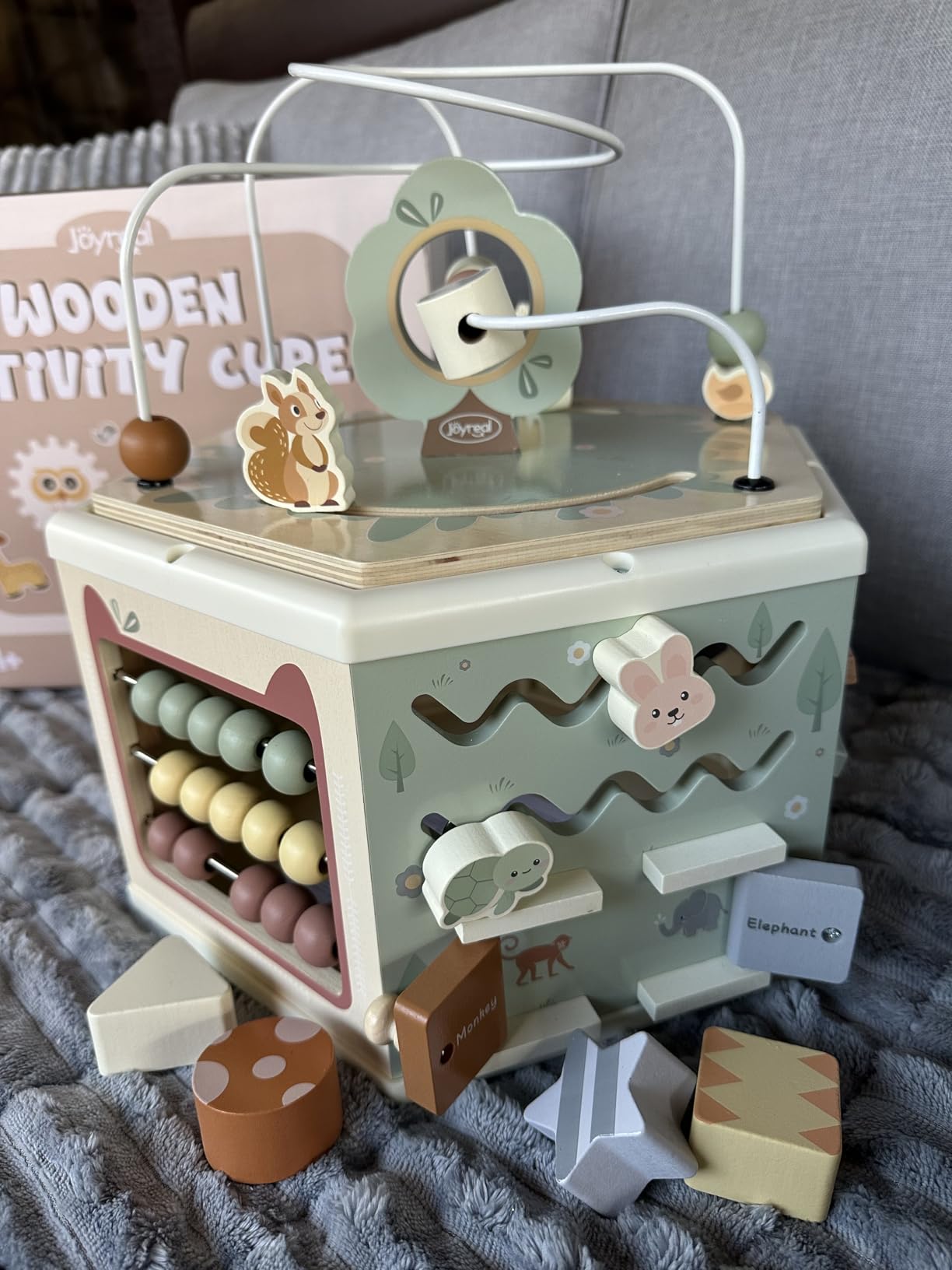 Wooden Activity Cube - 11-in-1 Montessori Toys for 1+ Year Old Boys & Girls | Activity Center for Baby, Toddlers and Kids, Educational Toys for 12+ Months, Ideal 1st Birthday Gift Toys(Animal Theme) customer photo 2