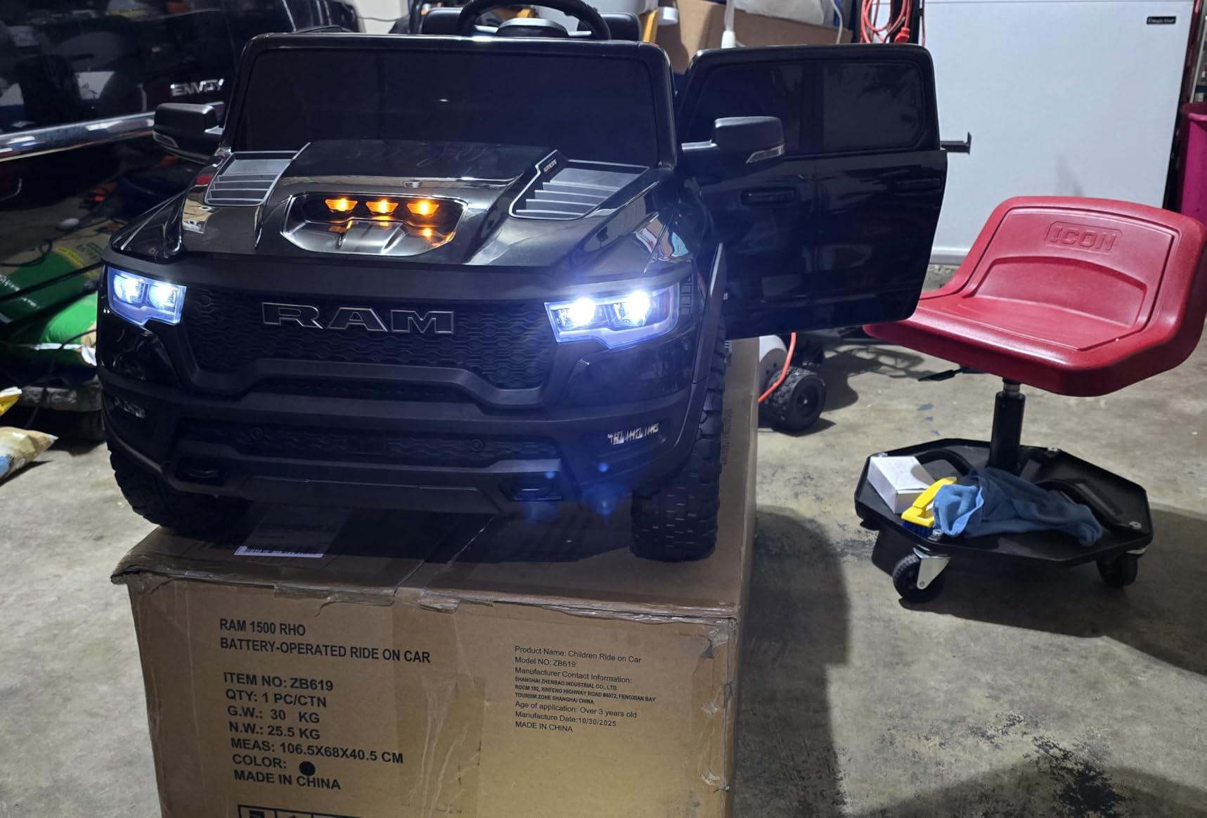 First Ride On 24V Ride on Toys for Big Kids, Licensed RAM 1500 RHO Electric Car for Kids w/Remote Control, Ride on Truck w/Bluetooth, LED Lights, Truck Bed Storage, Gear Shifter & Soft Start customer photo 2