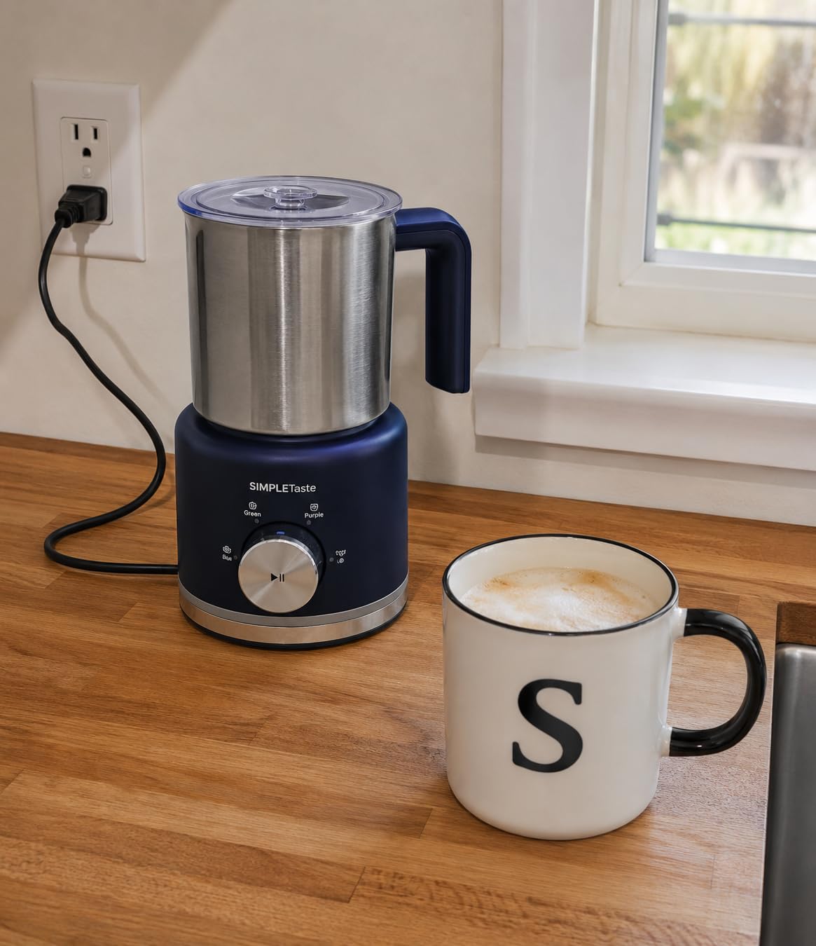 SIMPLETASTE Milk Frother, 4 in 1 Electric Milk Steamer, 16.91oz/500ml Automatic Warm and Cold Foam Frother for Coffee, Latte, Macchiato, Cappuccino, Hot Chocolate, Easy to Clean customer photo 1