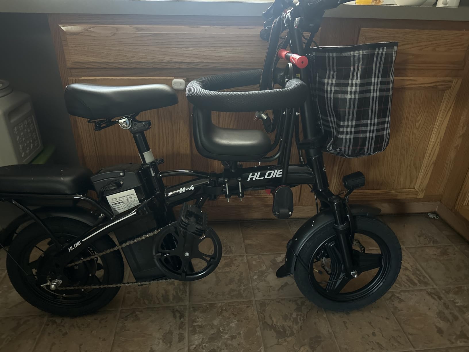 HLOIE Folding Electric Bike for Adults, Peak 750W Motor, 20MPH Max Speed Foldable Electric Bicycles, 14