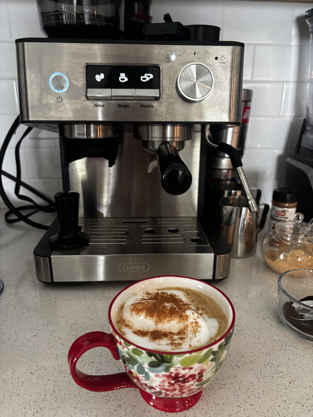 Gevi 20 Bar Espresso Machine with Grinder & Steam Wand for Latte Cappuccino | Removable Water Tank, Powerful Milk Frother, Stable Pressure System For Crafting Silky Homemade Coffee Drinks customer photo 1