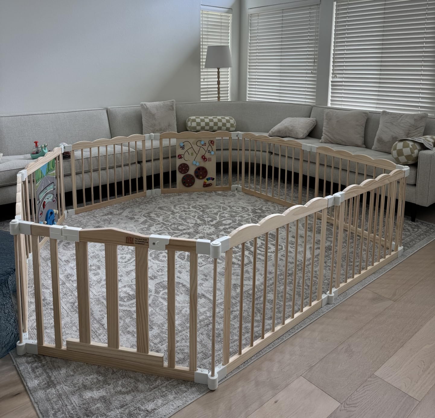 Wooden Baby Playpen 69x103 Inch Foldable Toddler Fence with Safety Lock customer photo 1