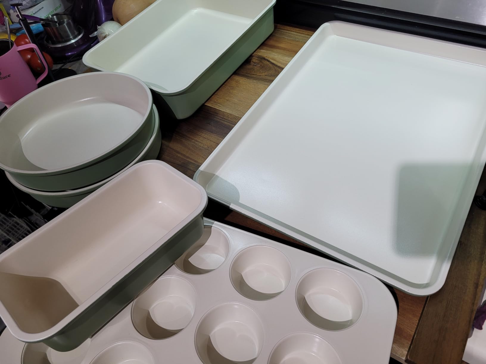 GreenLife 6 Piece Ceramic Nonstick Oven Bakeware Set, Sage | PFAS-Free Ceramic Nonstick, Baking Set, Cookie Sheet, Loaf, Cake & Muffin Pans, Easy Release, Dishwasher & Oven Safe to 450F customer photo 1