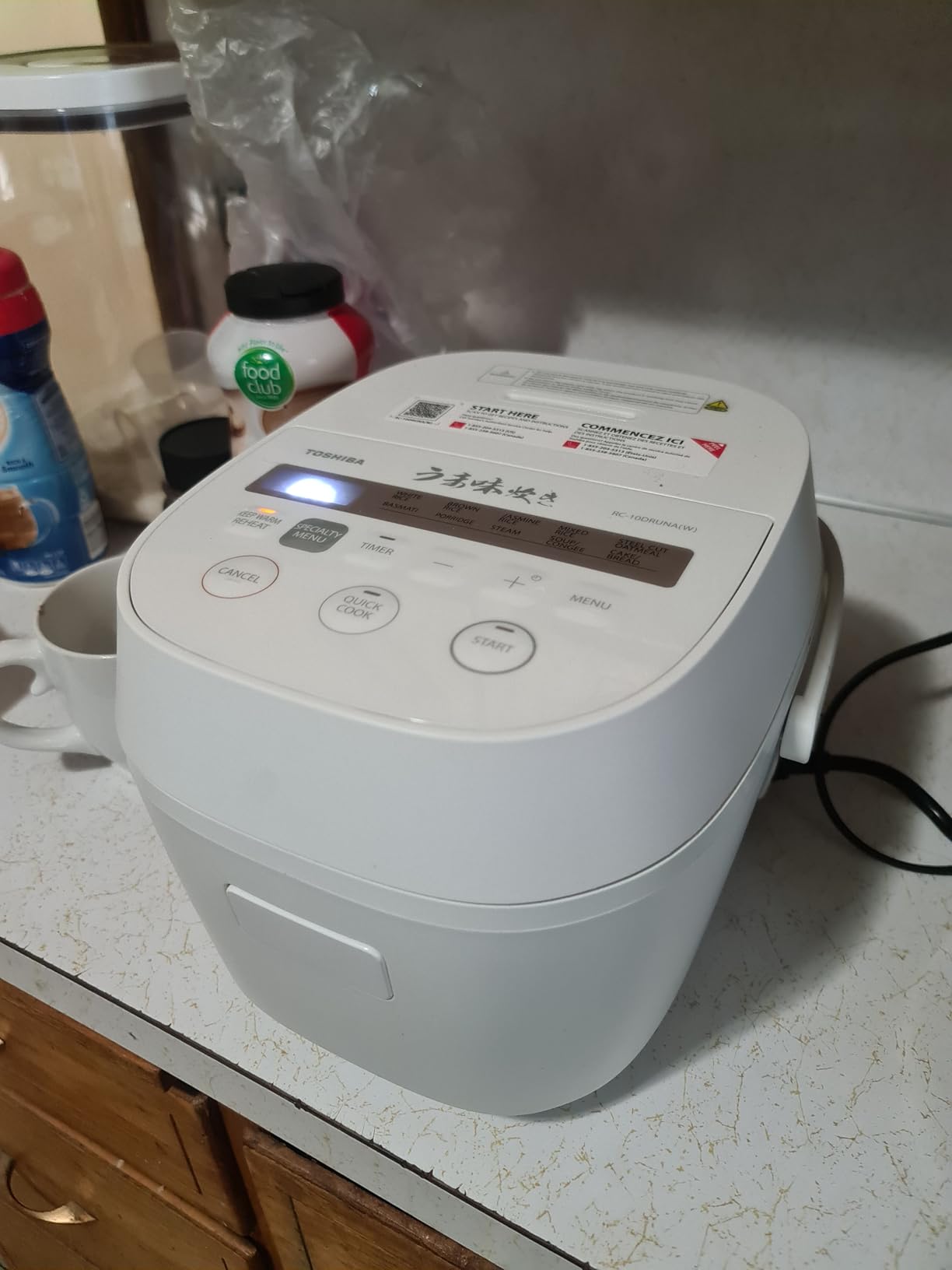 TOSHIBA OriginTaste Rice Cooker 5.5-Cup Uncooked, Fuzzy Logic, 15-in-1 Functions, Digital Display, Delay Timer, Keep Warm, Nonstick Inner Pot, White customer photo 1
