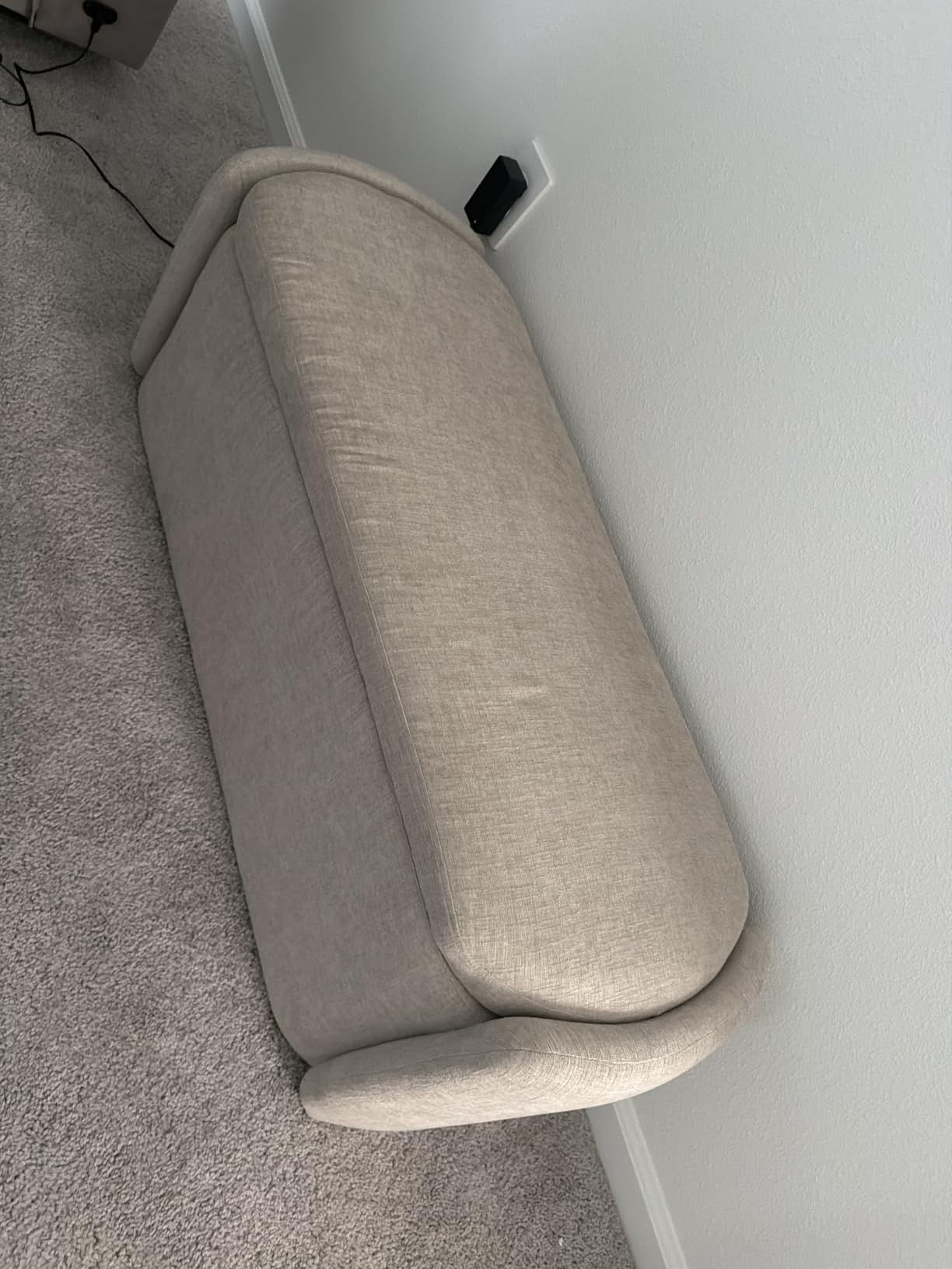 VKNOW Storage Bench, Upholstered Storage Ottoman Bench with Hinge, Khaki | Ottoman Bench with Large Capacity, Curved Frame, Soft Fabric, Storage Bench for Bedroom, Living Room, Entryway customer photo 1