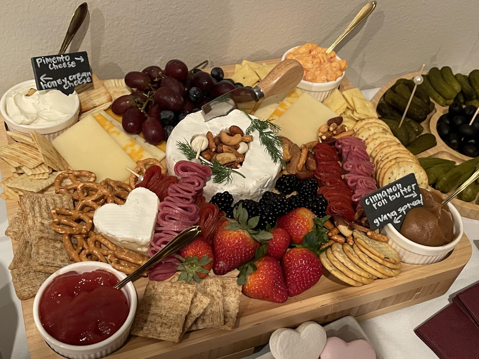 CAWIU Large Bamboo Charcuterie Board Set with Lid, Drawers, Cream | Includes serving utensils and a fruit tray for easy entertaining; ideal for housewarmings, weddings and bridal showers. customer photo 2