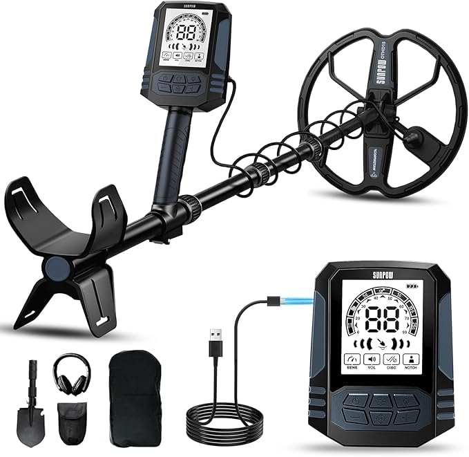 SUNPOW Rechargeable Metal Detector for Adults, 35H Battery Waterproof Gold Detector Kit, 10'' Deep Search Double-D Coil, High Accuracy Pinpointer for Beach, Saltwater & Yard - OTMD15 customer photo 1