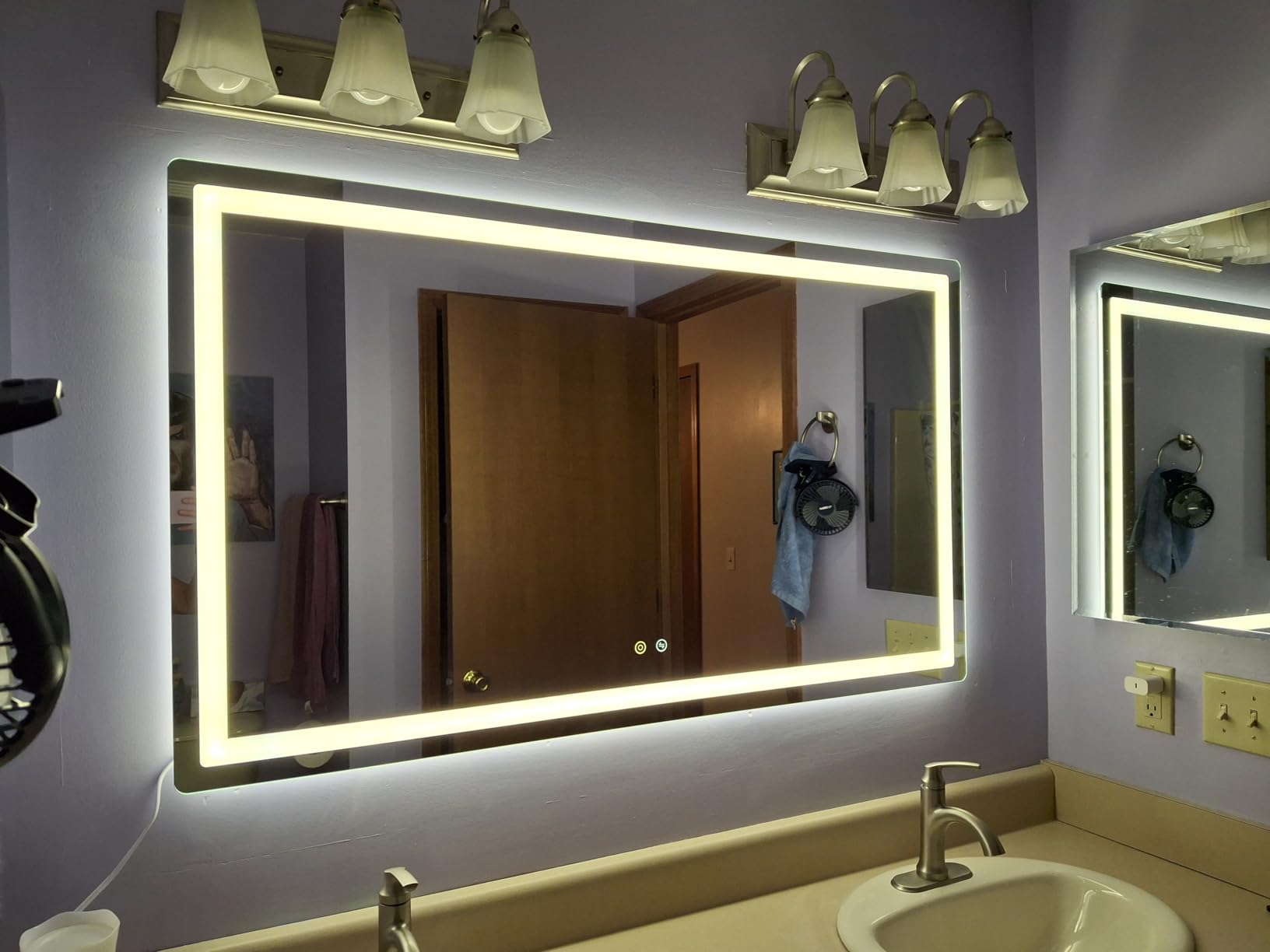 Delma 30x50 LED Bathroom Vanity Mirror with Lights, Anti-Fog, Dimmable | Front & Backlit with 3 Color Modes and Memory, 5mm Shatterproof Glass, Plug-in or Hardwired, Horizontal or Vertical customer photo 1