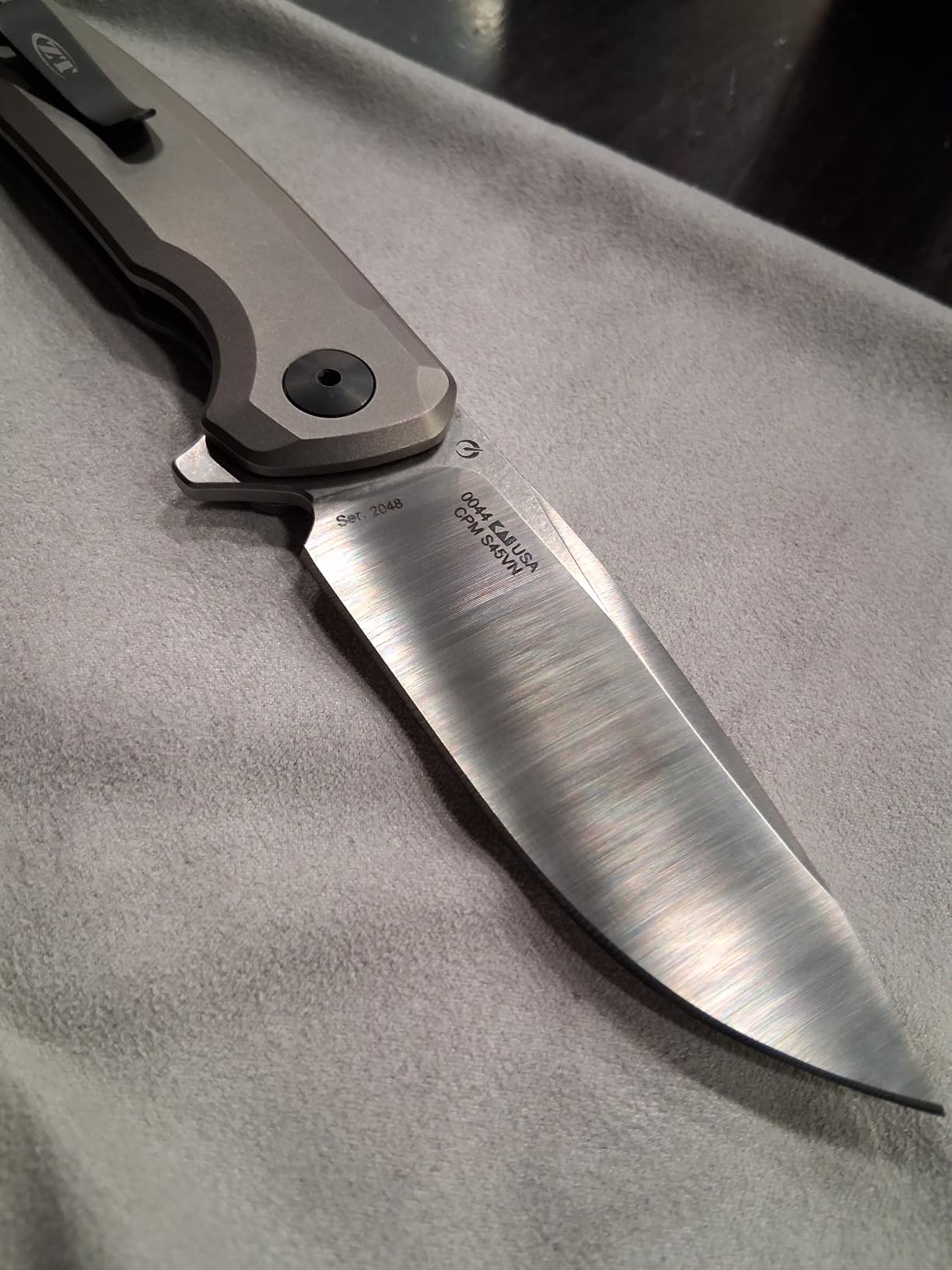 Zero Tolerance 0044, Folding Pocket Knife, 3.2 inch CPM S45VN Steel Blade, Titanium Handle, Button Lock, Made in USA customer photo 2