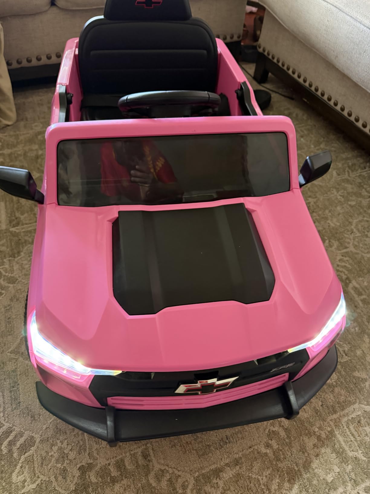 Winado Licensed Chevrolet Colorado Electric Car for Kids, 12V Ride on Toys for Toddlers with Remote Control, Battery Powered Electric Car Ride On Vehicle w/Bluetooth, Soft Start, LED Lights - Pink customer photo 1