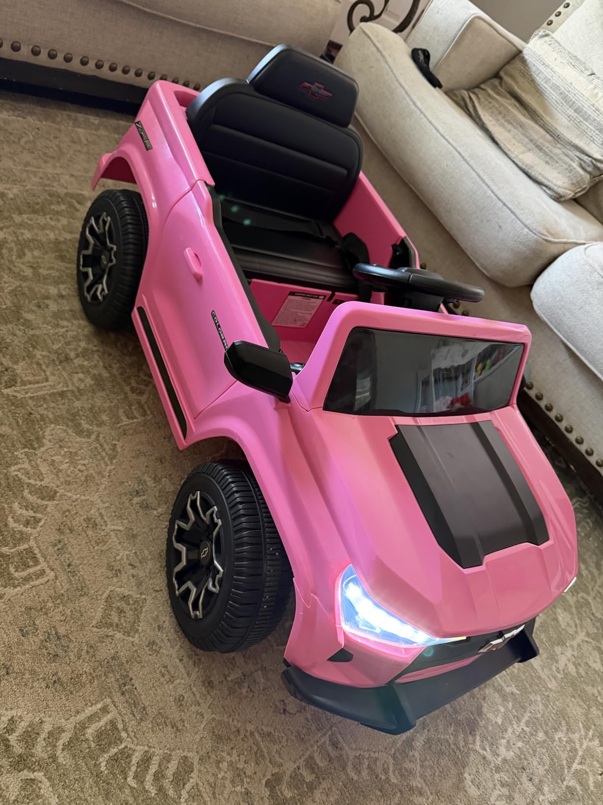 Winado Licensed Chevrolet Colorado Electric Car for Kids, 12V Ride on Toys for Toddlers with Remote Control, Battery Powered Electric Car Ride On Vehicle w/Bluetooth, Soft Start, LED Lights - Pink customer photo 2