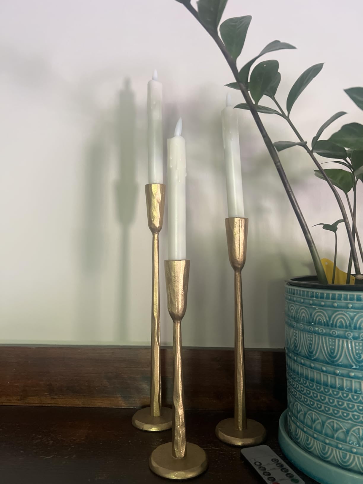 Black Iron Taper Candle Holder Set of 3, Heavy Wrought Iron Candlestick Holders Decorative Candle Stand, Vintage Candle Holder for Wedding, Dining, Home Decoration customer photo 2