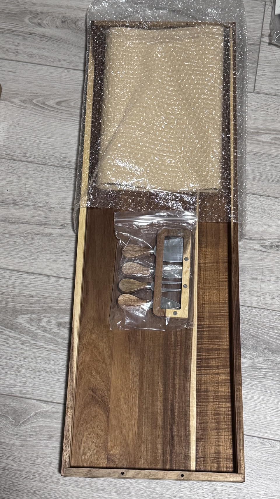 Acacia Wood Large Charcuterie Board 36x12 Inch with Cheese Knife Set | Extra Large Acacia Wood Board with Handles, 30PCS Wax Paper Included, 3ft Long Tray for Party, Picnic and Home Entertaining customer photo 2